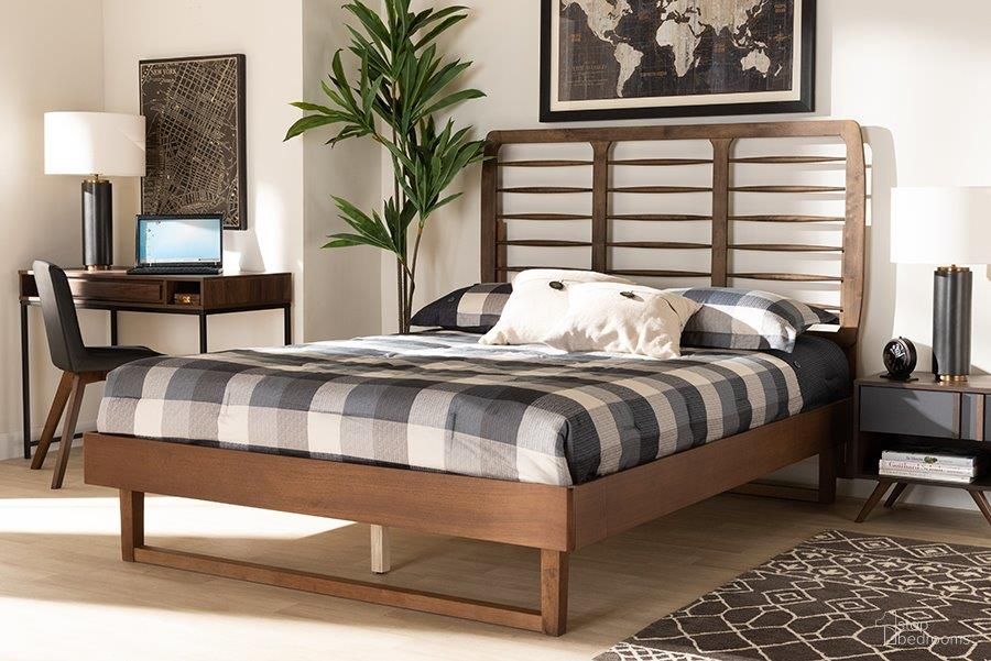 Baxton Studio Lucie Modern and Contemporary Walnut Brown Finished Wood Queen Size Platform Bed