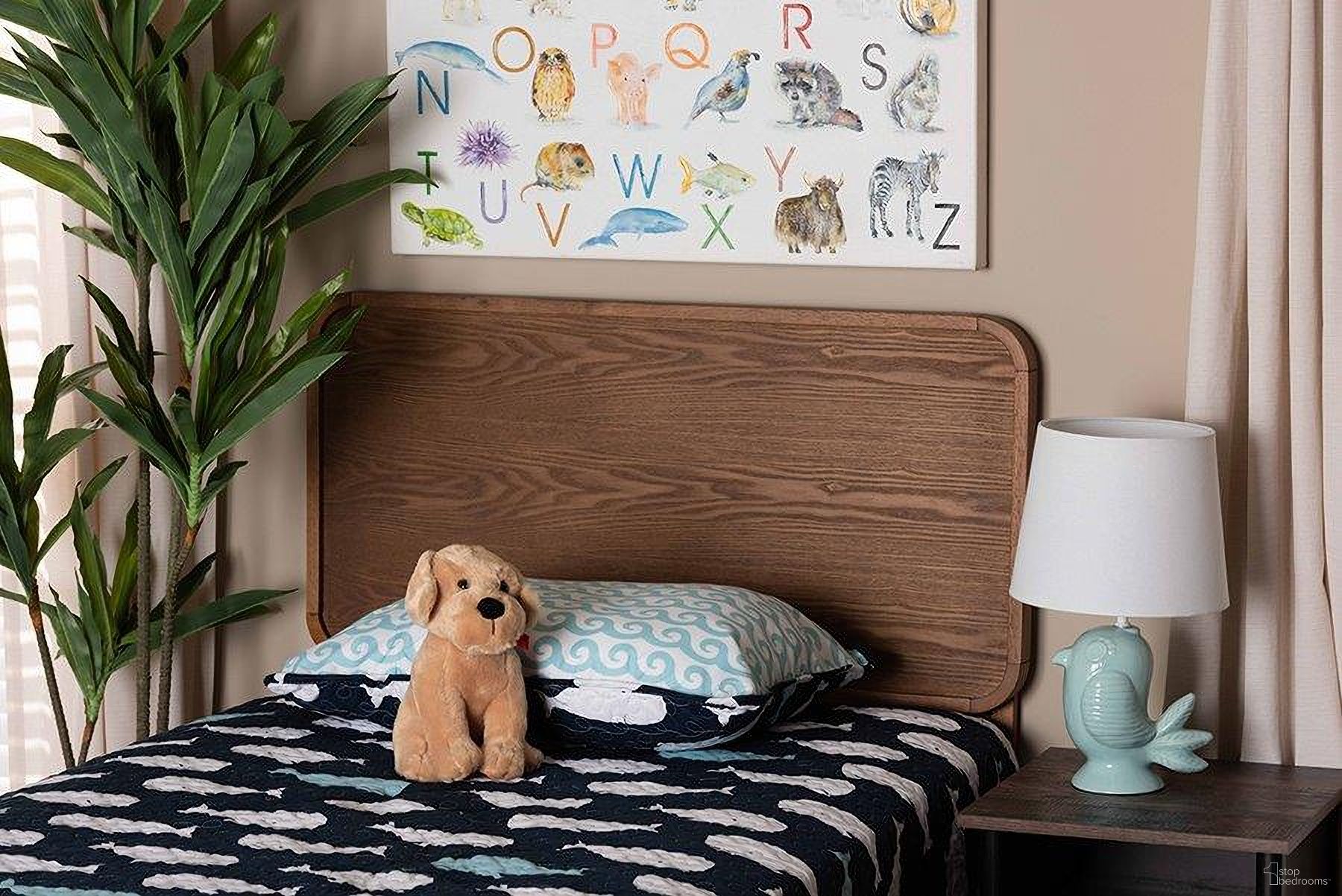 The appearance of Baxton Studio Mailene Mid-Century Modern Walnut Brown Finished Wood Twin Size Headboard designed by Baxton Studio in the transitional interior design. This ash walnut piece of furniture  was selected by 1StopBedrooms from Mailene Collection to add a touch of cosiness and style into your home. Sku: MG3000P-Ash Walnut-HB-Twin. Bed Size: Twin. Material: Rubberwood.