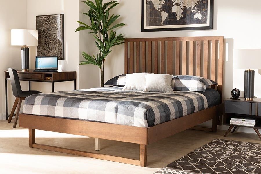 Baxton Studio Marin Modern and Contemporary Walnut Brown Finished Wood Queen Size Platform Bed