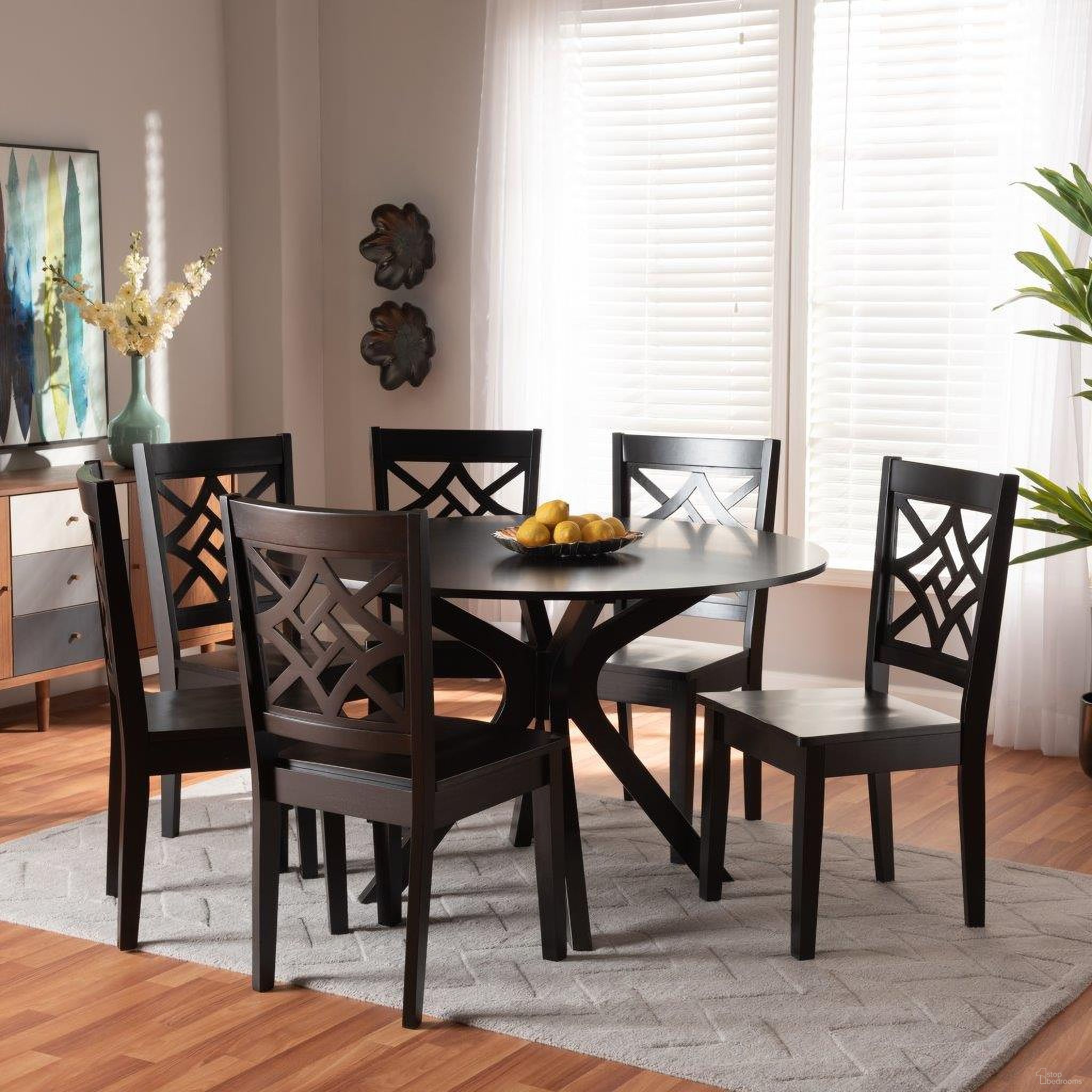 Baxton Studio Miela Modern And Contemporary Dark Brown Finished Wood 7 Piece Dining Set