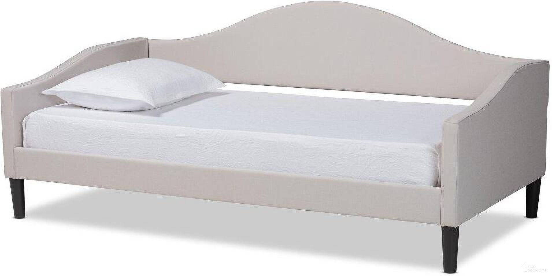 The appearance of Baxton Studio Milligan Modern and Contemporary Beige Fabric Upholstered and Dark Brown Finished Wood Full Size Daybed designed by Baxton Studio in the modern / contemporary interior design. This beige piece of furniture was selected by 1StopBedrooms from Milligan Collection to add a touch of cosiness and style into your home. Sku: Milligan-Beige-Daybed-Full. Bed Type: Daybed. Material: Polyester. Bed Size: Full.