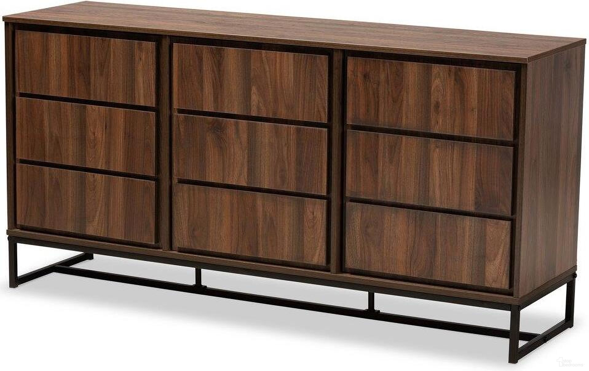 The appearance of Neil Modern And Contemporary Walnut Brown Wood And Black Finished Metal 3 Door Dining Room Sideboard Buffet designed by Baxton Studio in the modern / contemporary interior design. This walnut brown piece of furniture was selected by 1StopBedrooms from Neil Collection to add a touch of cosiness and style into your home. Sku: MPC8009-Walnut-Sideboard. Material: MDF.