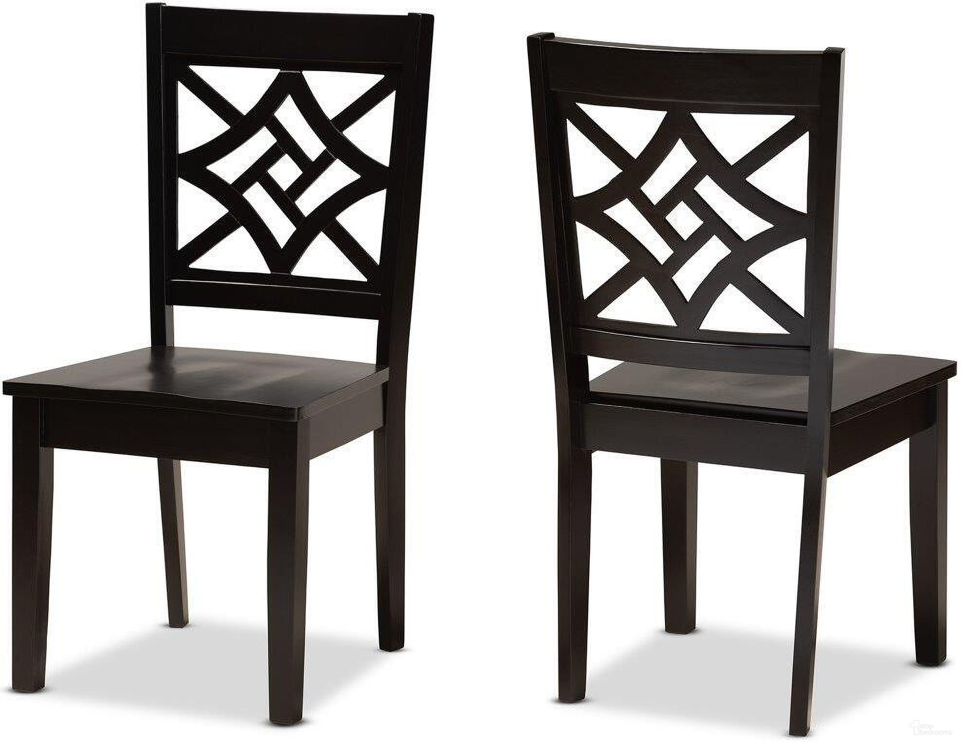 Baxton Studio Nicolette Modern And Contemporary Dark Brown Finished Wood 2 Piece Dining Chair Set