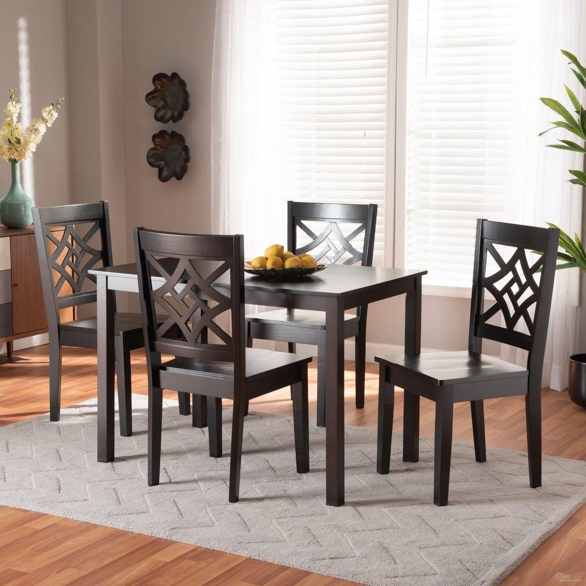 Baxton Studio Nicolette Modern And Contemporary Dark Brown Finished Wood 5 Piece Dining Set