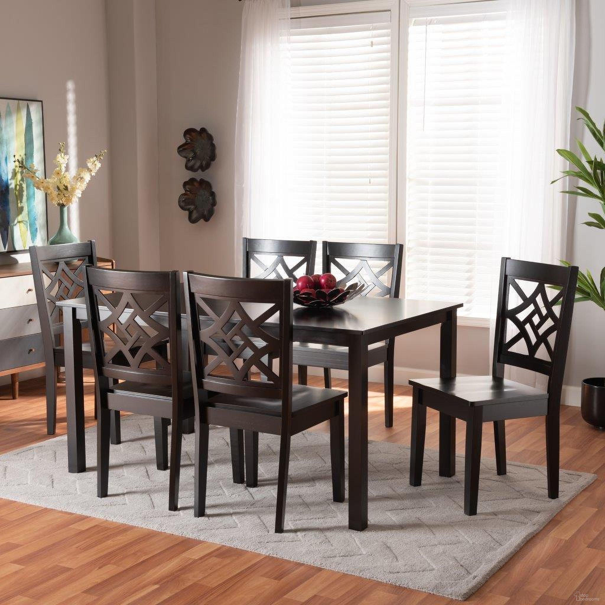 Baxton Studio Nicolette Modern And Contemporary Dark Brown Finished Wood 7 Piece Dining Set