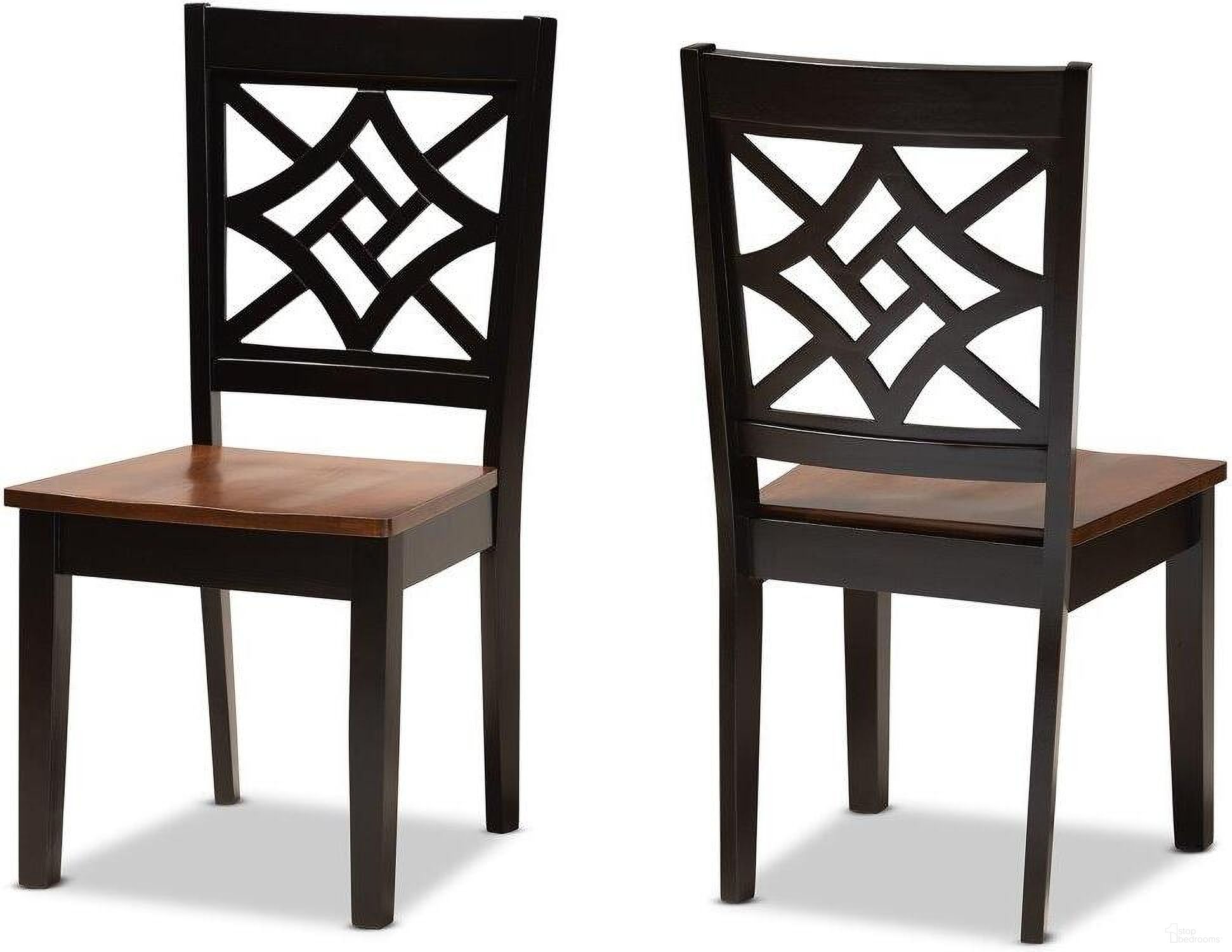 The appearance of Baxton Studio Nicolette Modern And Contemporary Two Tone Dark Brown And Walnut Brown Finished Wood 2 Piece Dining Chair Set designed by Baxton Studio in the modern / contemporary interior design. This dark walnut piece of furniture  was selected by 1StopBedrooms from Nicolette Collection to add a touch of cosiness and style into your home. Sku: RH340C-Dark Brown/Walnut Wood Scoop Seat-DC-2PK. Material: Rubberwood. Chair Type: Side Chair.