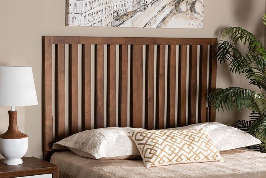 The appearance of Baxton Studio Oren Modern and Transitional Ash Walnut Finished Wood Queen Size Headboard designed by Baxton Studio in the transitional interior design. This ash walnut piece of furniture was selected by 1StopBedrooms from Oren Collection to add a touch of cosiness and style into your home. Sku: MG9744-Ash Walnut-HB-Queen. Bed Size: Queen. Material: Rubberwood.