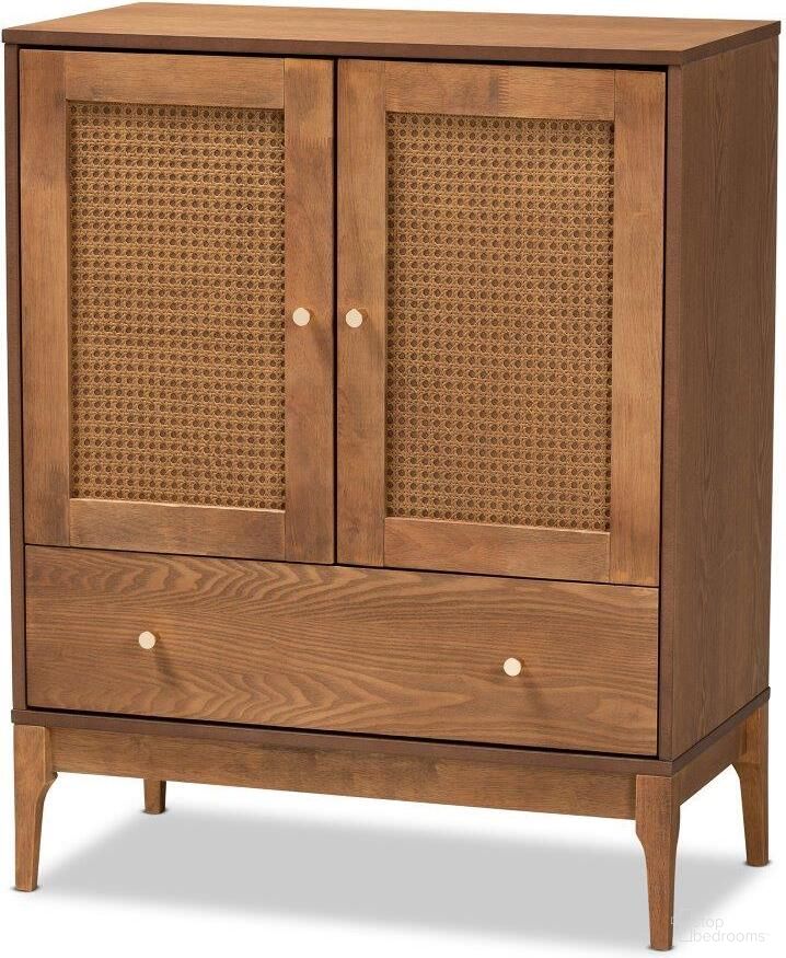 The appearance of Baxton Studio Ramiel Mid-Century Modern Ash Walnut Finished Wood And Rattan 1-Drawer Sideboard designed by Baxton Studio in the transitional interior design. This brown and gold piece of furniture  was selected by 1StopBedrooms from Ramiel Collection to add a touch of cosiness and style into your home. Sku: MG9005-Ash Walnut/Rattan-Sideboard. Material: Rubberwood.