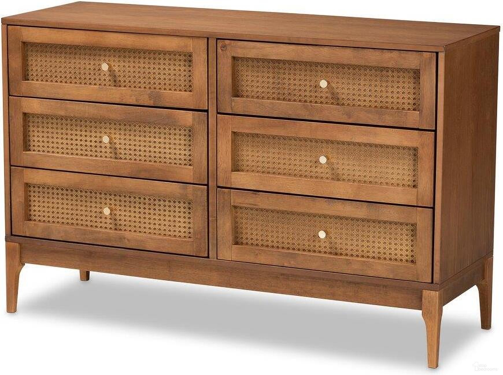 The appearance of Baxton Studio Ramiel Mid-Century Modern Ash Walnut Finished Wood And Rattan 6-Drawer Dresser designed by Baxton Studio in the transitional interior design. This brown piece of furniture was selected by 1StopBedrooms from Ramiel Collection to add a touch of cosiness and style into your home. Sku: MG9005-Ash Walnut/Rattan-6DW-Dresser. Material: MDF.