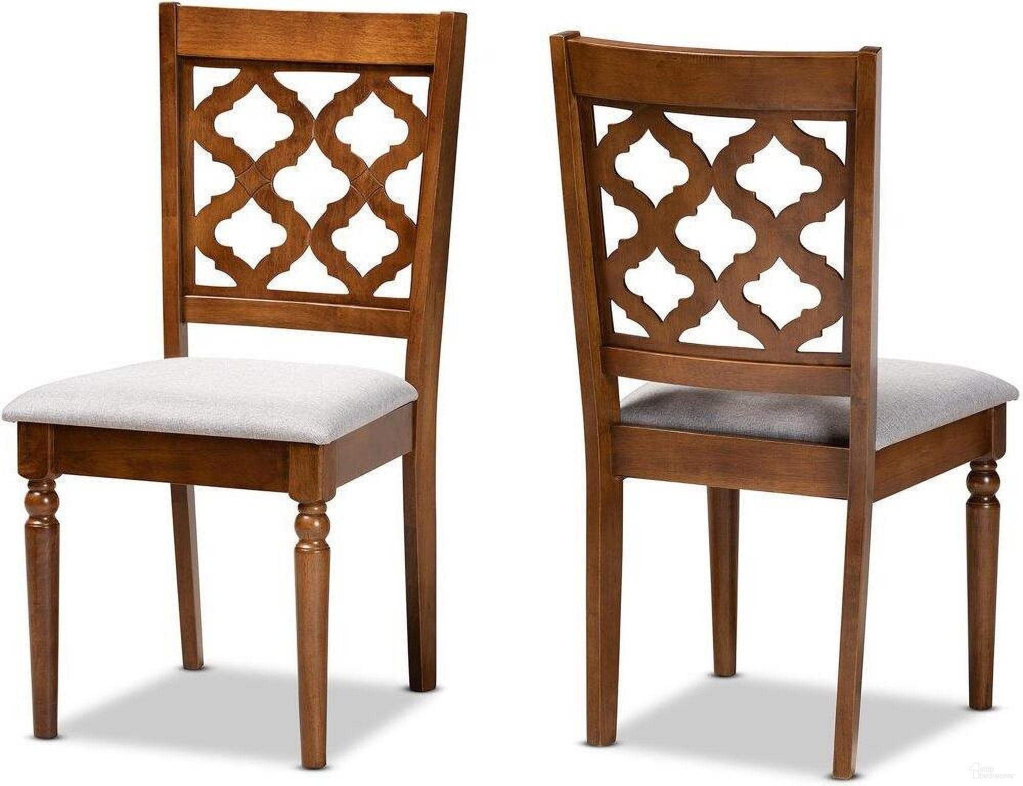 The appearance of Baxton Studio Ramiro Modern And Contemporary Grey Fabric Upholstered And Walnut Brown Finished Wood 2 Piece Dining Chair Set designed by Baxton Studio in the modern / contemporary interior design. This grey and walnut piece of furniture  was selected by 1StopBedrooms from Ramiro Collection to add a touch of cosiness and style into your home. Sku: RH336C-Grey/Walnut-DC-2PK. Material: Rubberwood. Chair Type: Side Chair.