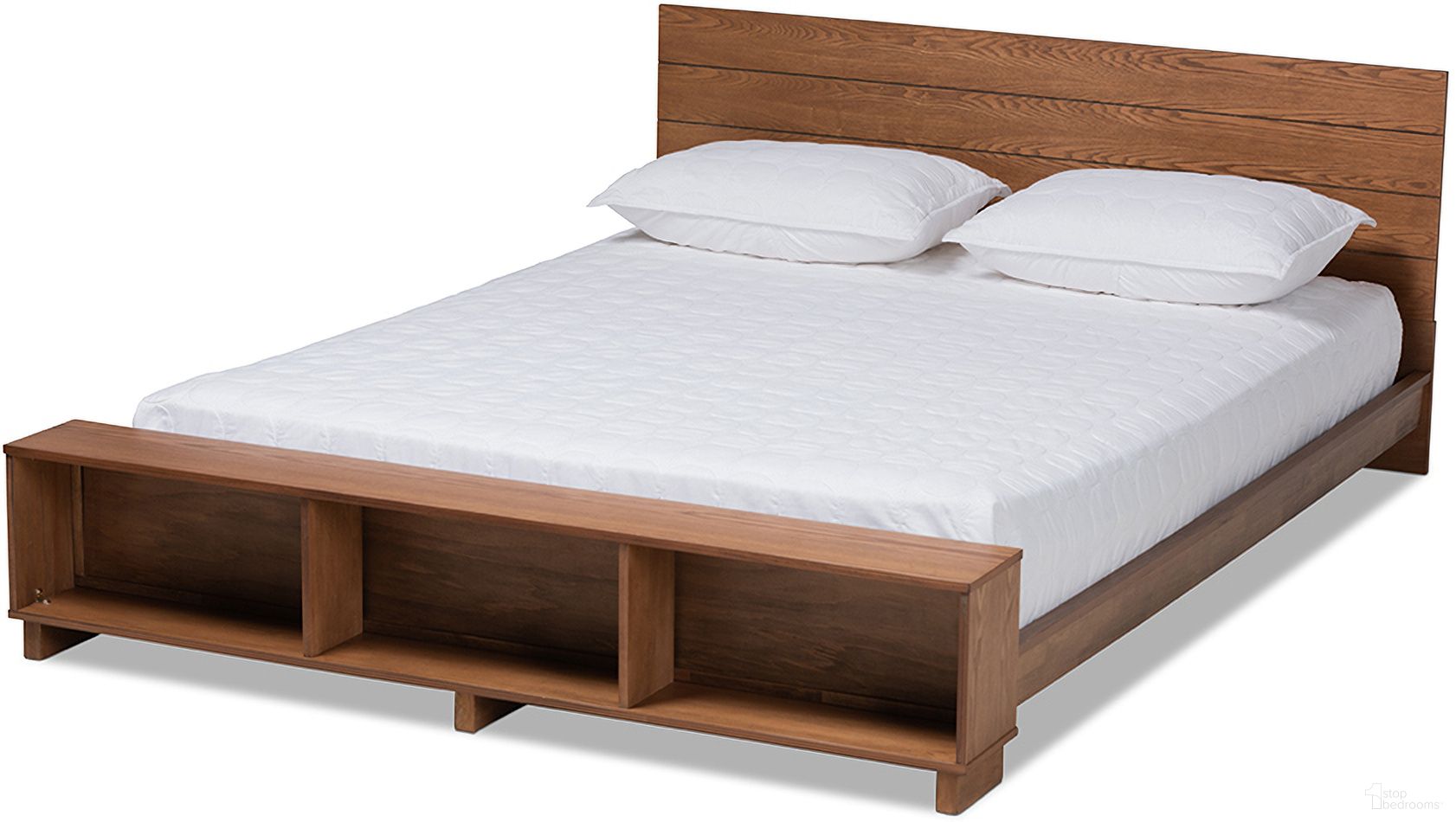 The appearance of Baxton Studio Regina Modern Rustic Ash Walnut Brown Finished Wood Full Size Platform Storage Bed with Built-In Shelves designed by Baxton Studio in the rustic / southwestern interior design. This ash walnut piece of furniture was selected by 1StopBedrooms from Regina Collection to add a touch of cosiness and style into your home. Sku: MG0017-Ash Walnut-Full. Bed Type: Storage Bed. Bed Size: Full. Material: Rubberwood.