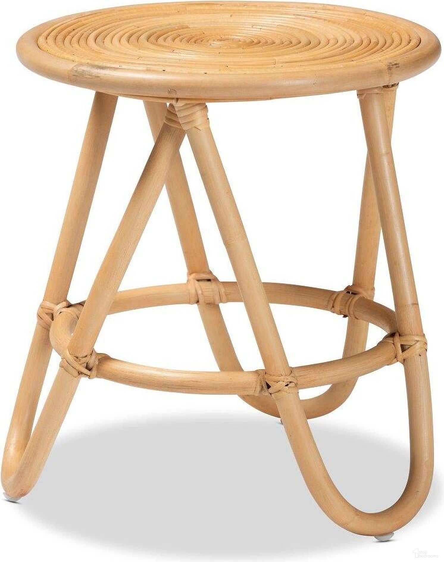 Baxton Studio Rinjani Modern Bohemian Natural Brown Rattan End Table