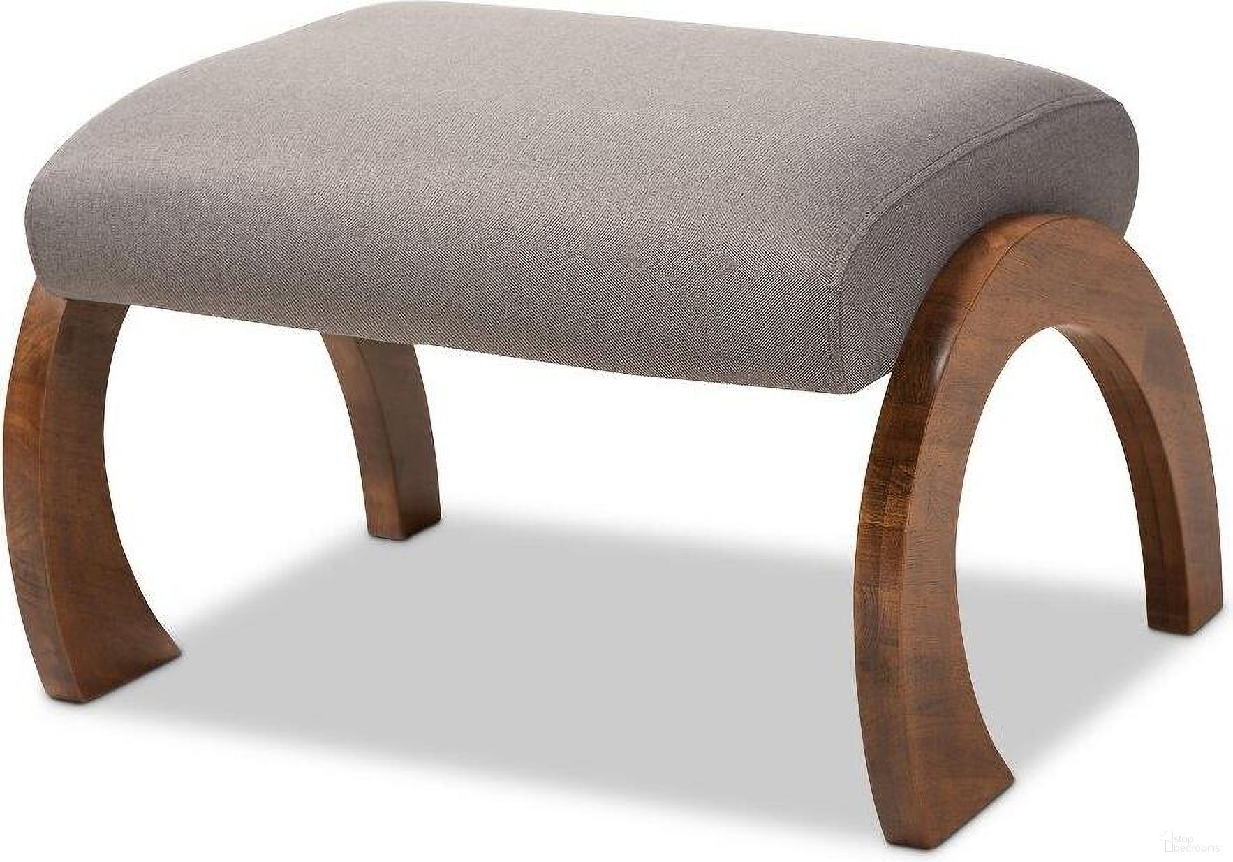 The appearance of Baxton Studio Sandrine Modern And Contemporary Grey Fabric Upholstered Walnut Brown Finished Wood Ottoman designed by Baxton Studio in the modern / contemporary interior design. This grey piece of furniture  was selected by 1StopBedrooms from Sandrine Collection to add a touch of cosiness and style into your home. Sku: BBT5318-Grey. Material: Rubberwood.