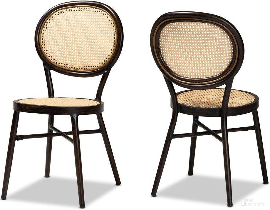 The appearance of Baxton Studio Thalia Mid-Century Modern Dark Brown Finished Metal And Synthetic Rattan 2-Piece Outdoor Dining Chair Set designed by Baxton Studio in the transitional interior design. This beige and dark brown piece of furniture was selected by 1StopBedrooms from Thalia Collection to add a touch of cosiness and style into your home. Sku: WA-33001-Natural/Dark Brown-DC. Material: Metal.