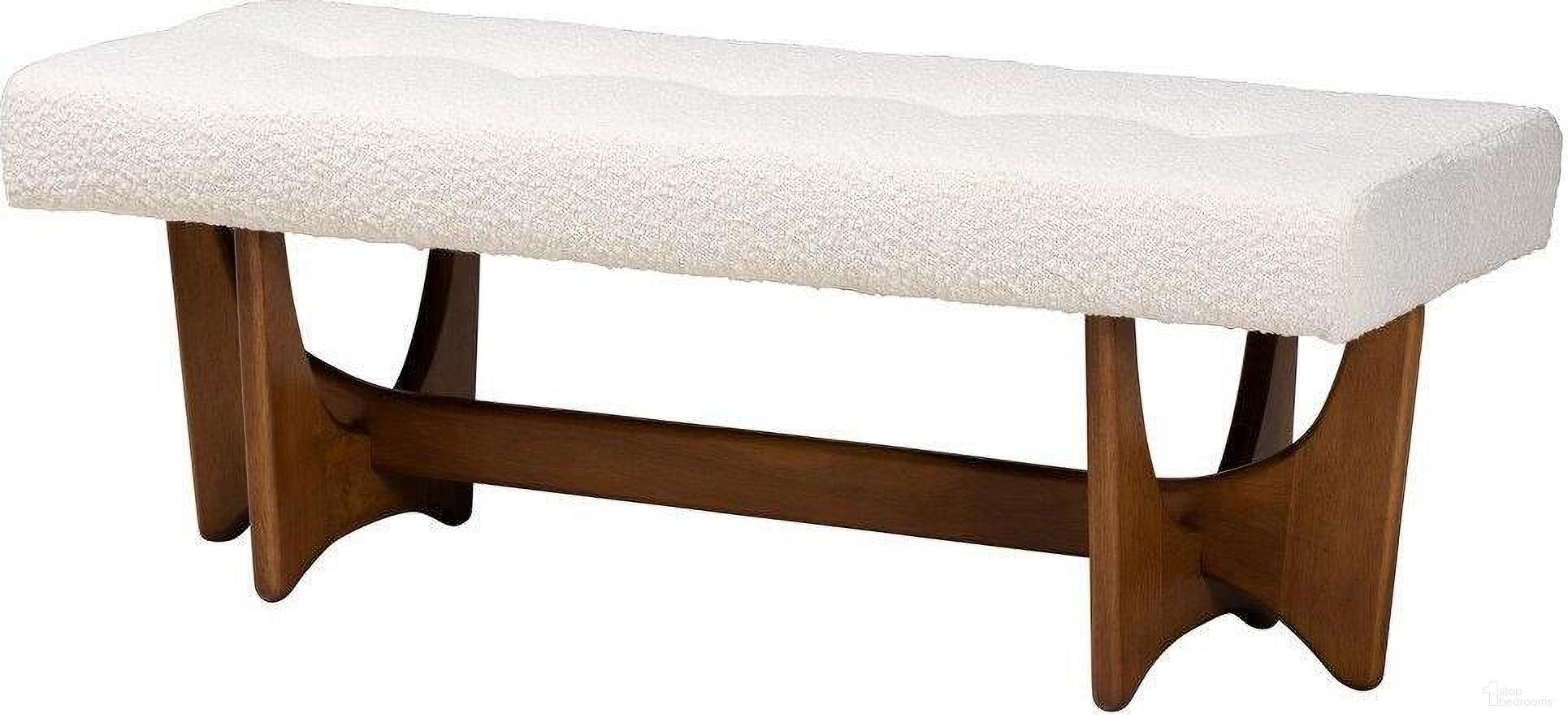 Baxton Studio Theo Japandi Cream Boucle Fabric and Walnut Brown Finished Wood Bench