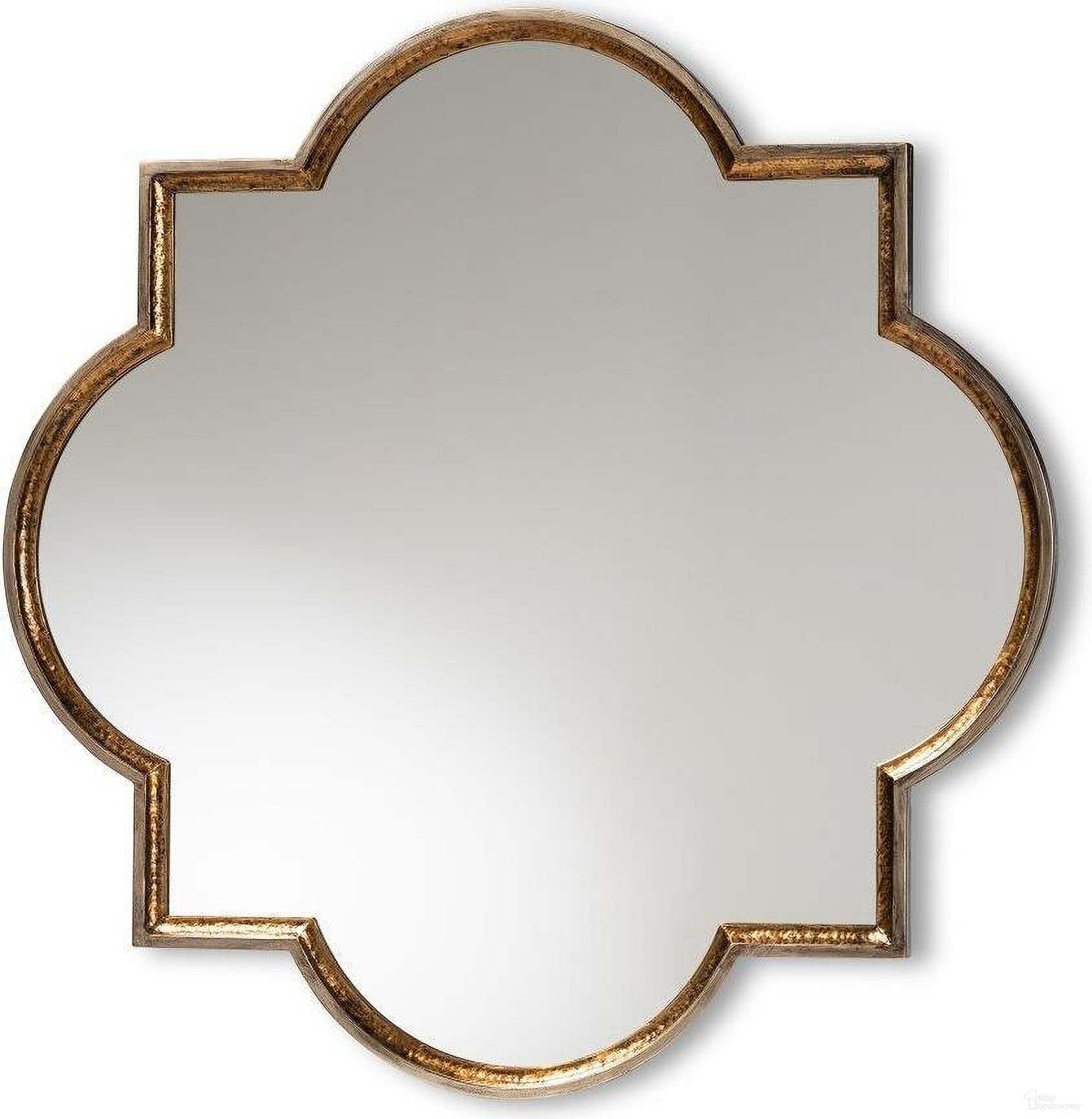 Baxton Studio Tiana Vintage Antique Bronze And Gold Finished Metal Quatrefoil Accent Wall Mirror