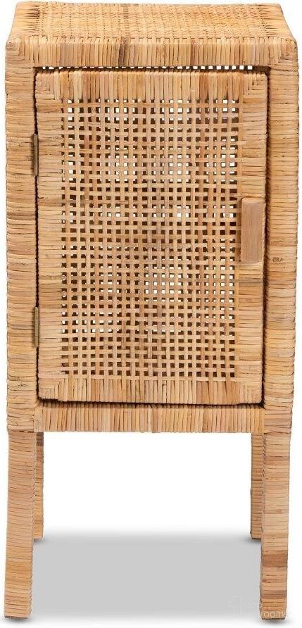 Baxton Studio Vivan Modern Bohemian Natural Brown Rattan 1-Door Nightstand
