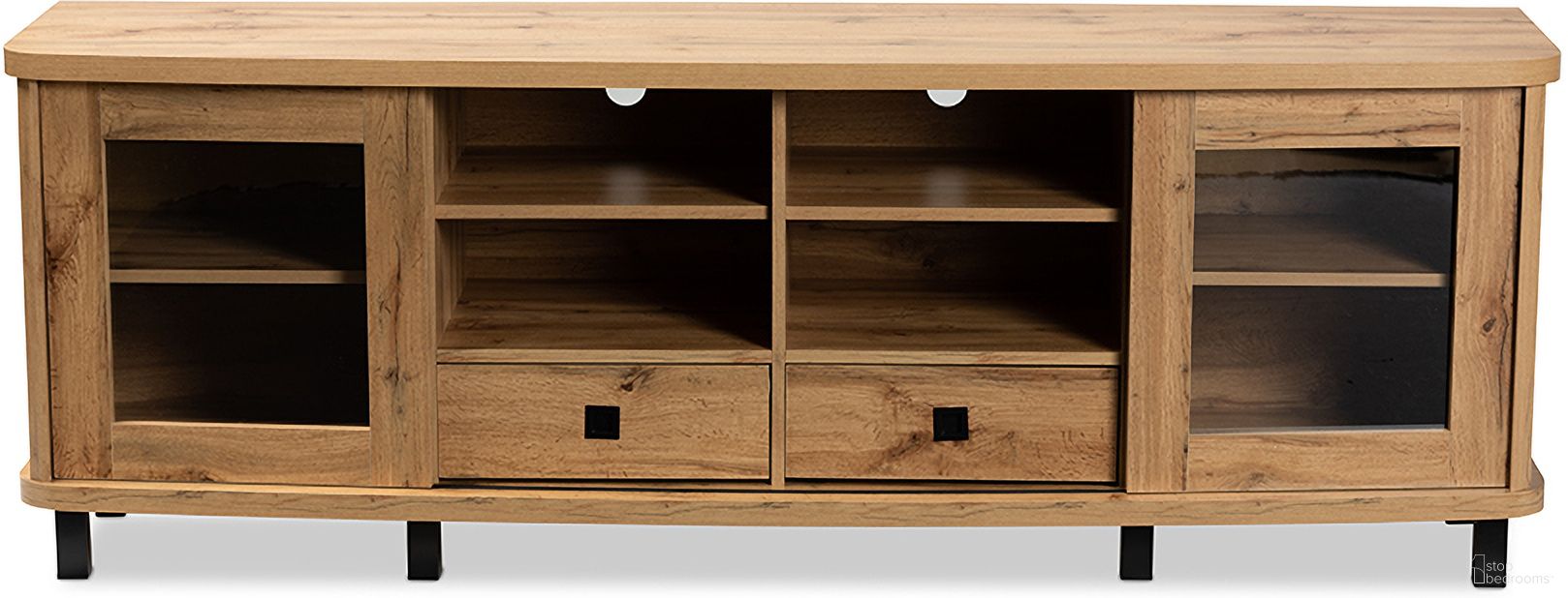 Baxton Studio Walda Modern and Contemporary Oak Brown Finished Wood 2-Drawer TV Stand
