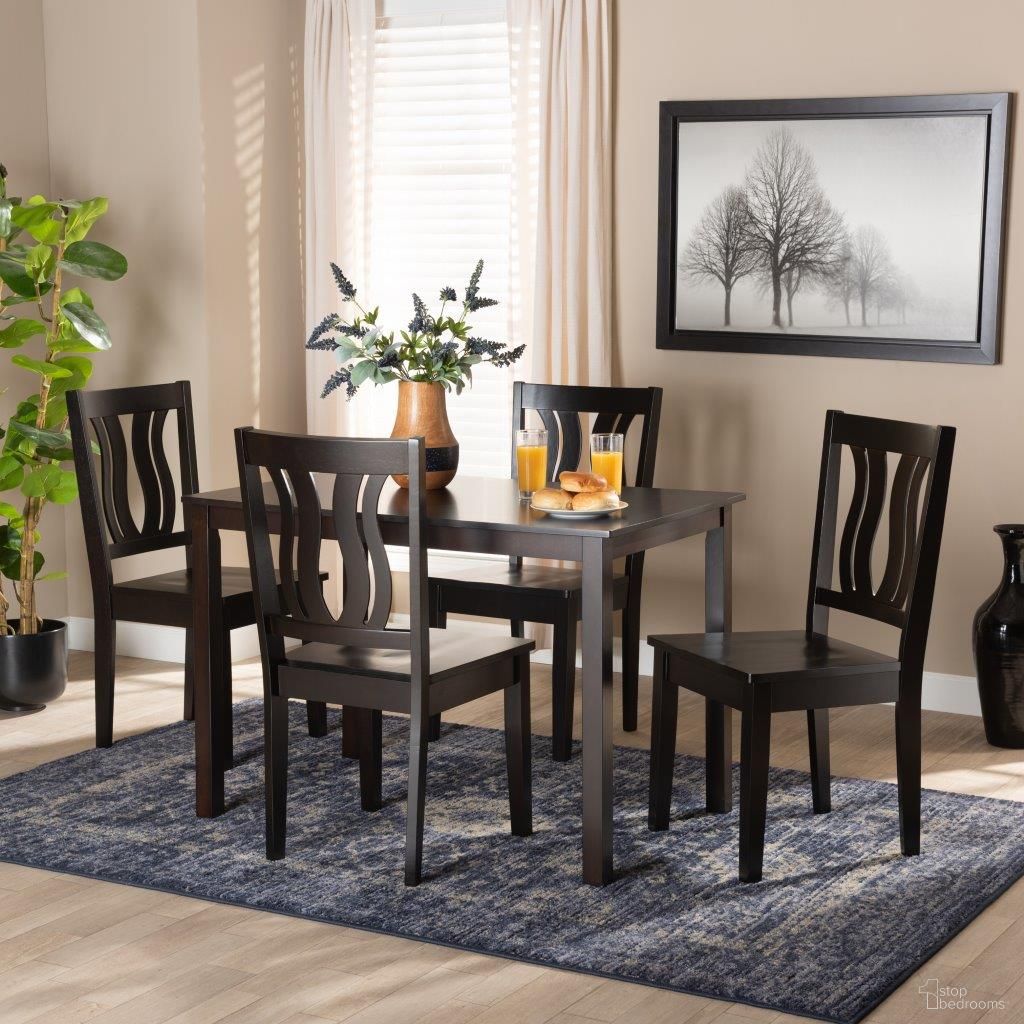 Baxton Studio Zamira Modern And Contemporary Transitional Dark Brown Finished Wood 5 Piece Dining Set