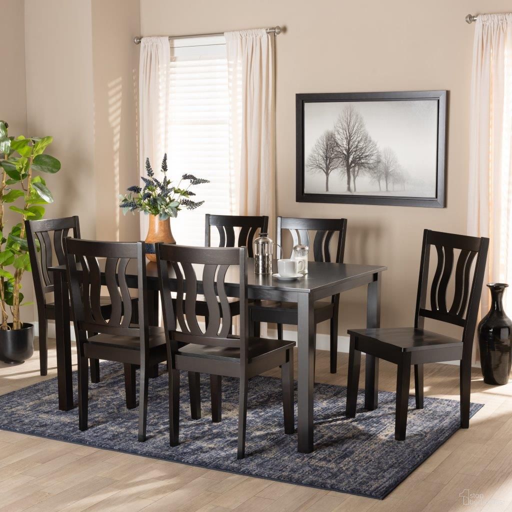 Baxton Studio Zamira Modern And Contemporary Transitional Dark Brown Finished Wood 7 Piece Dining Set