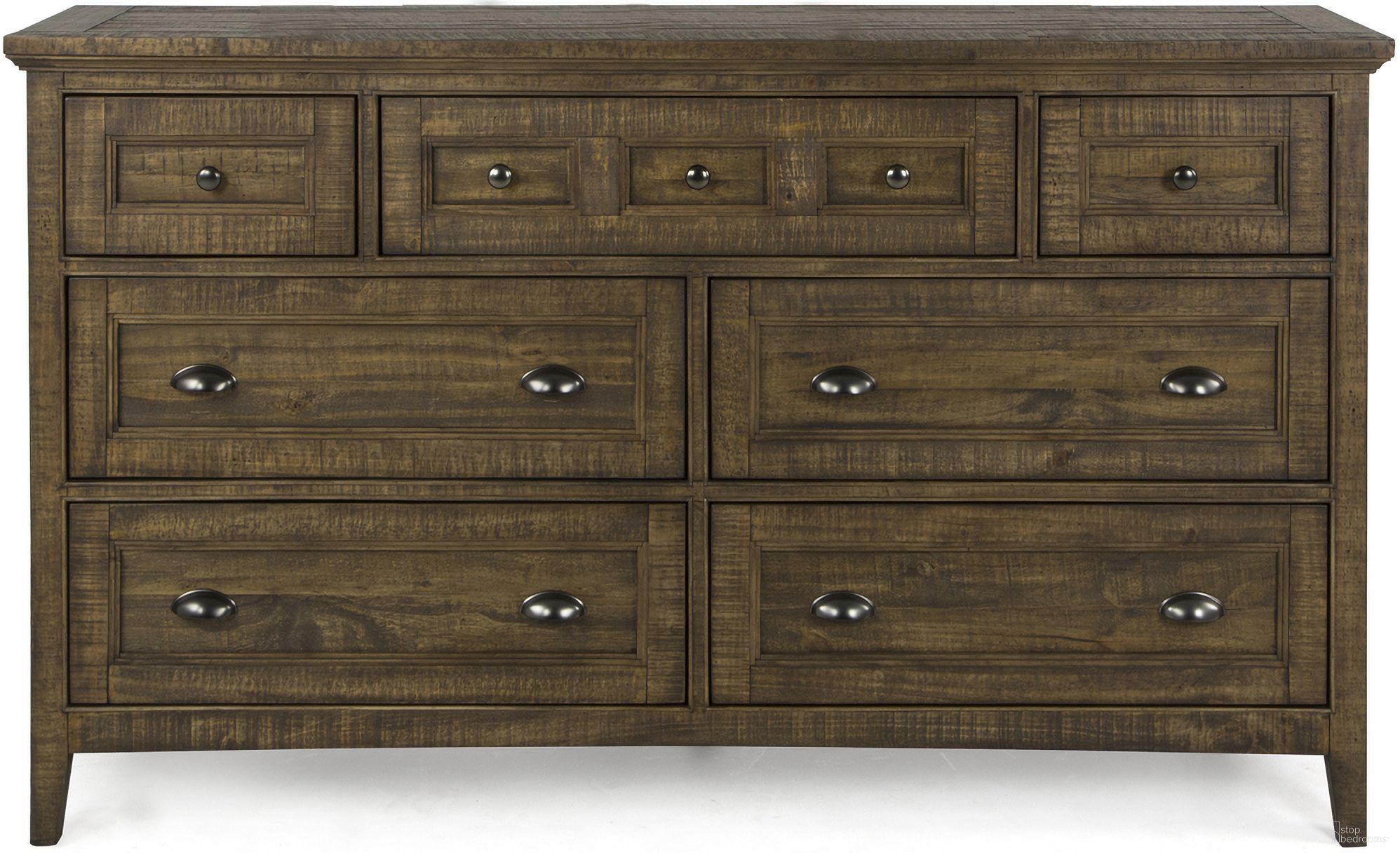 The appearance of Bay Creek Drawer Dresser In Toasted Nutmeg designed by Magnussen in the traditional interior design. This nutmeg piece of furniture  was selected by 1StopBedrooms from Bay Creek Collection to add a touch of cosiness and style into your home. Sku: B4398-20. Material: Pine.