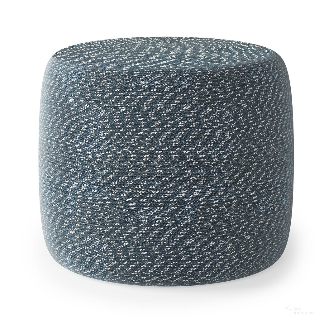 The appearance of Bayley Cotton Round Braided Pouf In Aegean Blue and Natural designed by Simpli Home in the transitional interior design. This aegean blue/natural piece of furniture was selected by 1StopBedrooms from Bayley Collection to add a touch of cosiness and style into your home. Sku: AXCPF-33-BU. Material: Cotton.