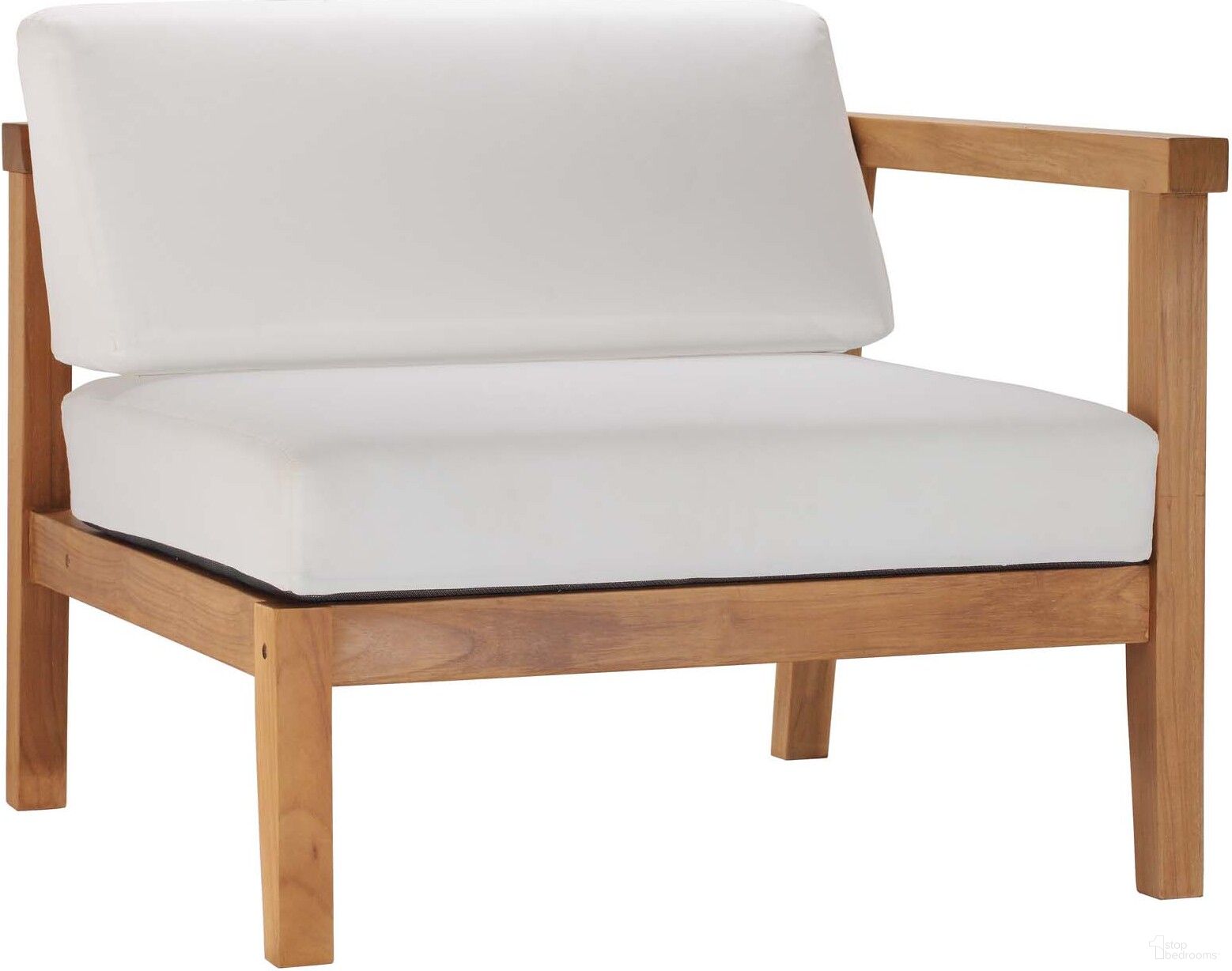 The appearance of Bayport Outdoor Patio Teak Wood Right-Arm Chair In Natural White designed by Modway in the modern / contemporary interior design. This natural white piece of furniture was selected by 1StopBedrooms from Bayport Collection to add a touch of cosiness and style into your home. Sku: EEI-4129-NAT-WHI. Material: Foam.