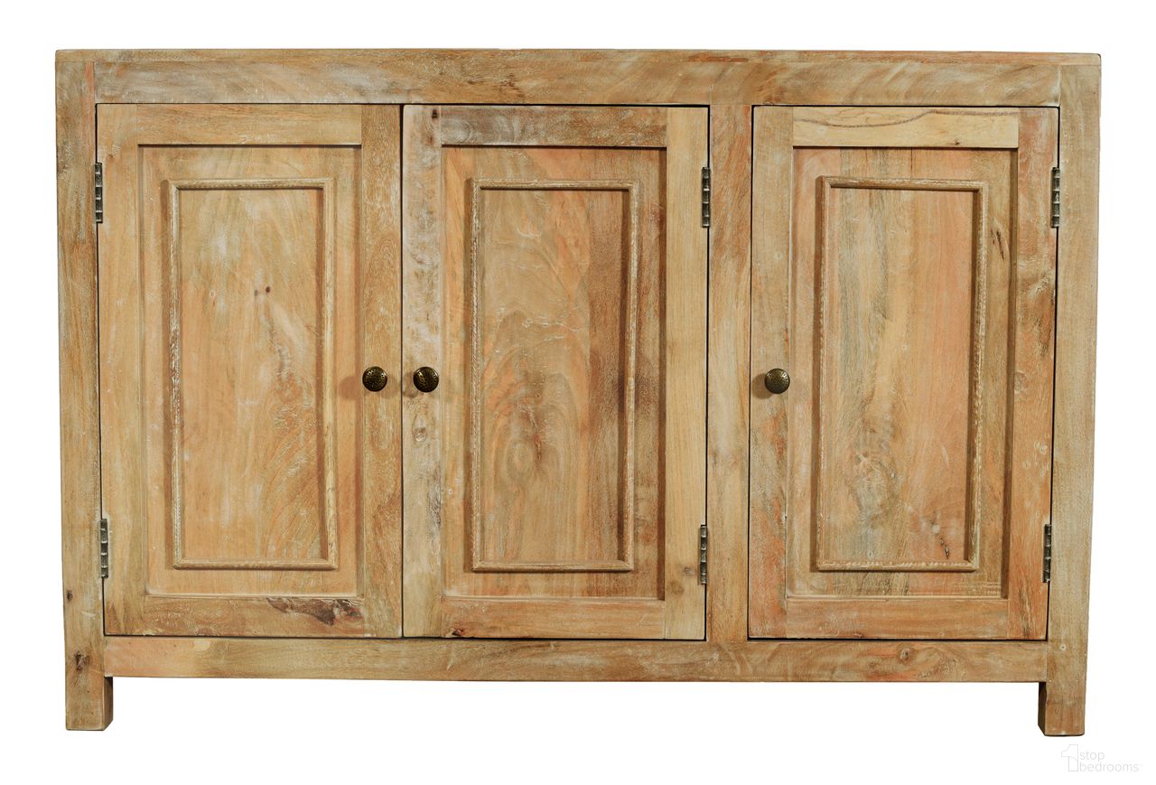 The appearance of Bayside 54 Inch 3-Door Sideboard In Natural designed by Moti in the coastal interior design. This natural piece of furniture  was selected by 1StopBedrooms from Bayside Collection to add a touch of cosiness and style into your home. Sku: 99109021. Material: Wood.