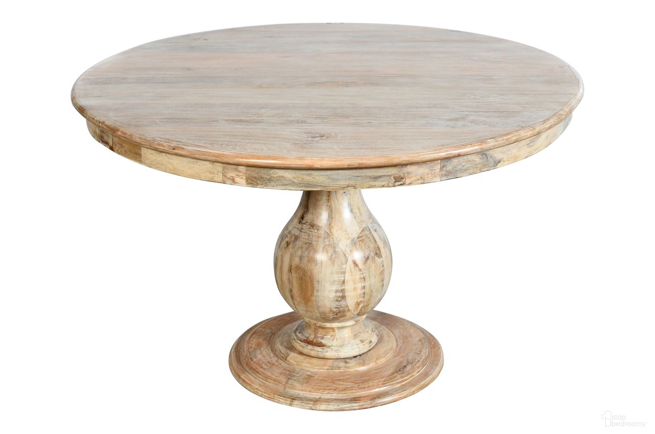 The appearance of Bayside Jensen 48 Inch Round Dining Table In Natural designed by Moti in the coastal interior design. This natural piece of furniture  was selected by 1StopBedrooms from Bayside Collection to add a touch of cosiness and style into your home. Sku: 99102001. Table Base Style: Pedestal. Table Top Shape: Round. Material: Wood. Size: 48".