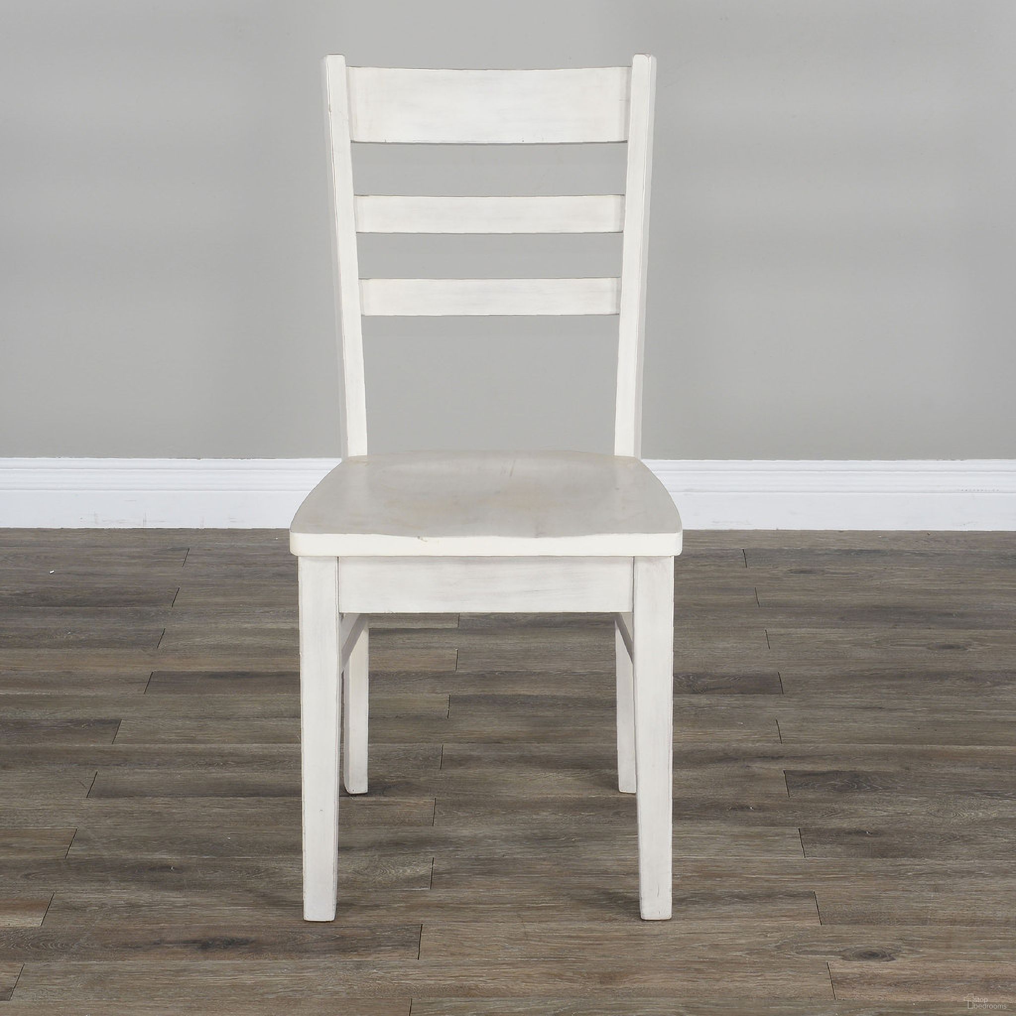 Ladderback Chair with Wood Seat Set of 2 In Marble White