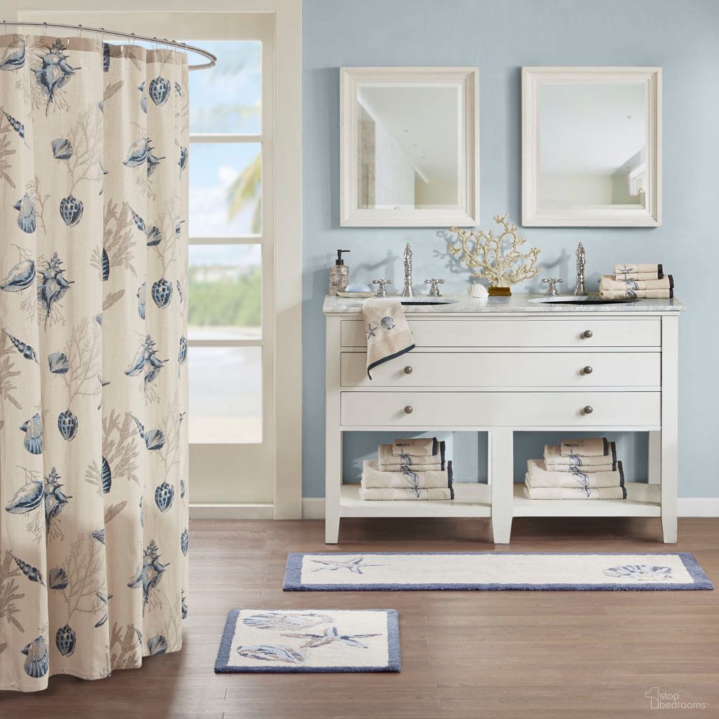 The appearance of Bayside Reversible High Pile Tufted Bath Rug In Blue designed by Olliix in the coastal interior design. This blue piece of furniture was selected by 1StopBedrooms from Bayside Collection to add a touch of cosiness and style into your home. Sku: MP72-5843. Material: Cotton.
