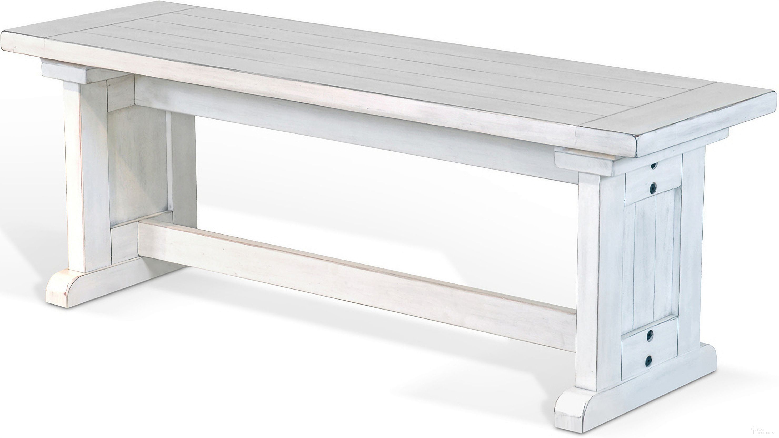 The appearance of Bayside White Side Bench designed by Sunny Designs in the country / farmhouse interior design. This marble white piece of furniture  was selected by 1StopBedrooms from Bayside Collection to add a touch of cosiness and style into your home. Sku: 0113MW-SB. Material: Solid Wood.