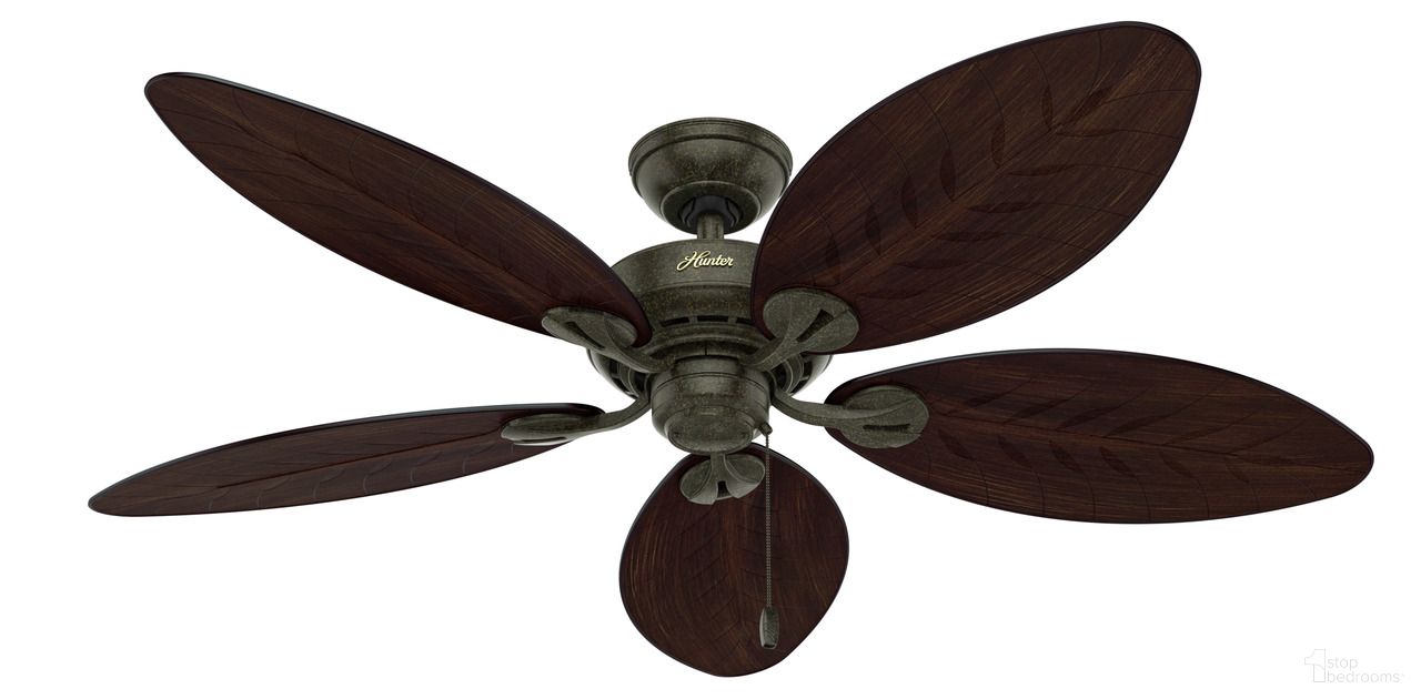 The appearance of Bayview 54 Inch Damp Rated Ceiling Fan and Pull Chain In Provencal Gold and Antique Dark designed by Hunter Fan in the transitional interior design. This provencal gold/antique dark piece of furniture  was selected by 1StopBedrooms from Bayview Collection to add a touch of cosiness and style into your home. Sku: 50473. Material: Plastic.