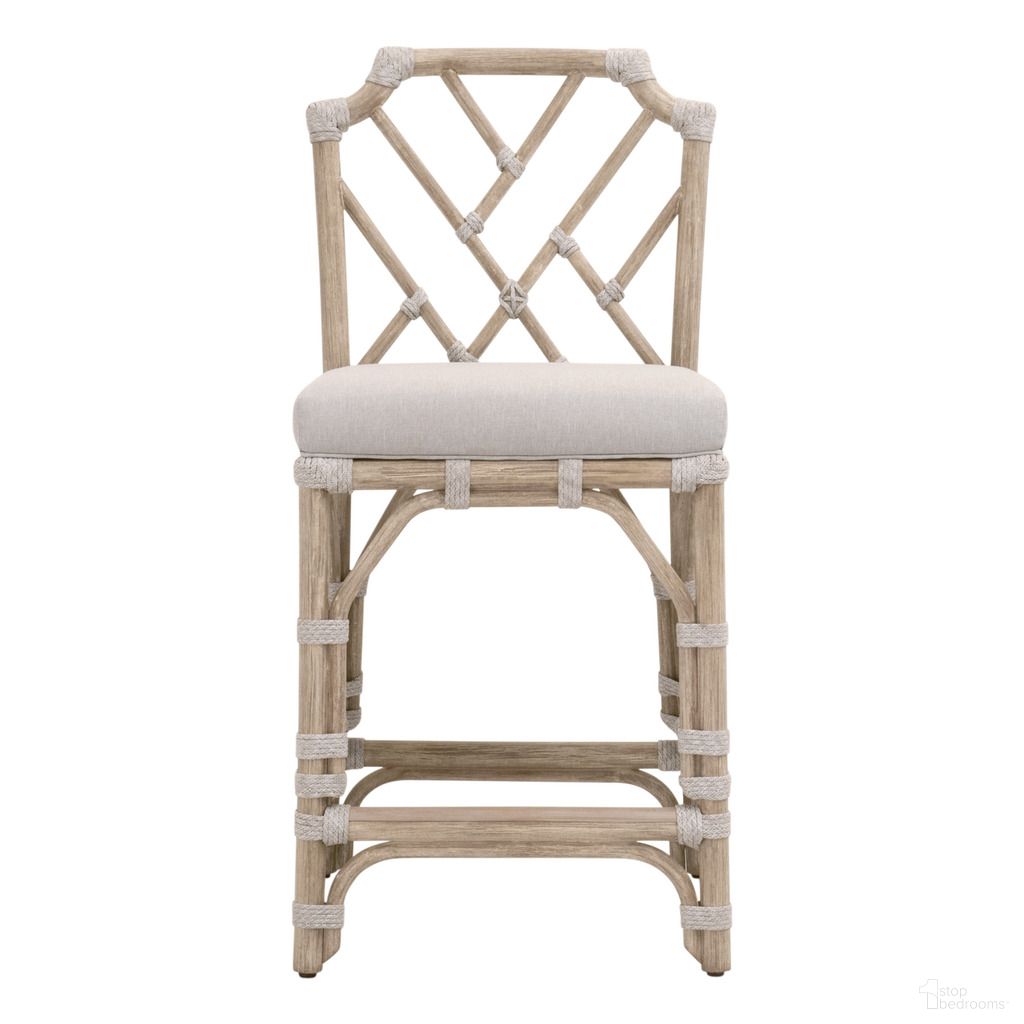 Woven Bayview Counter Stool In Taupe and Natural Gray