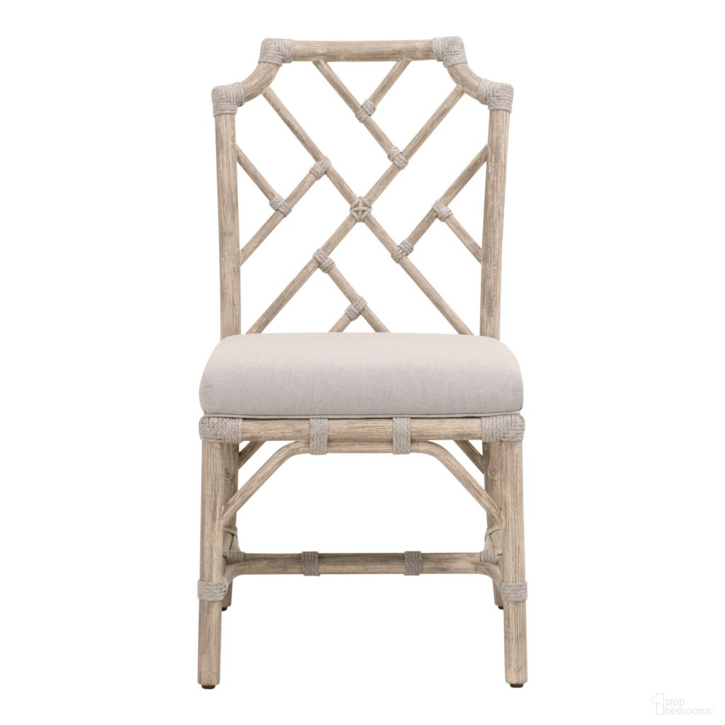Woven Bayview Dining Chair Set of 2 In Taupe and Natural Gray