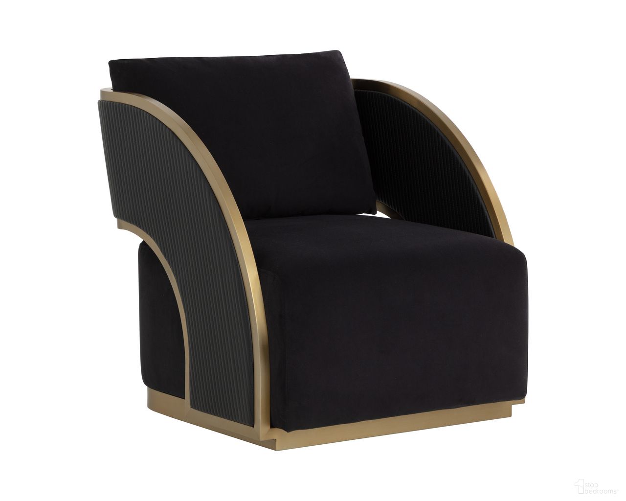 Baz Swivel Lounge Chair In Abbington Black and Napa Black