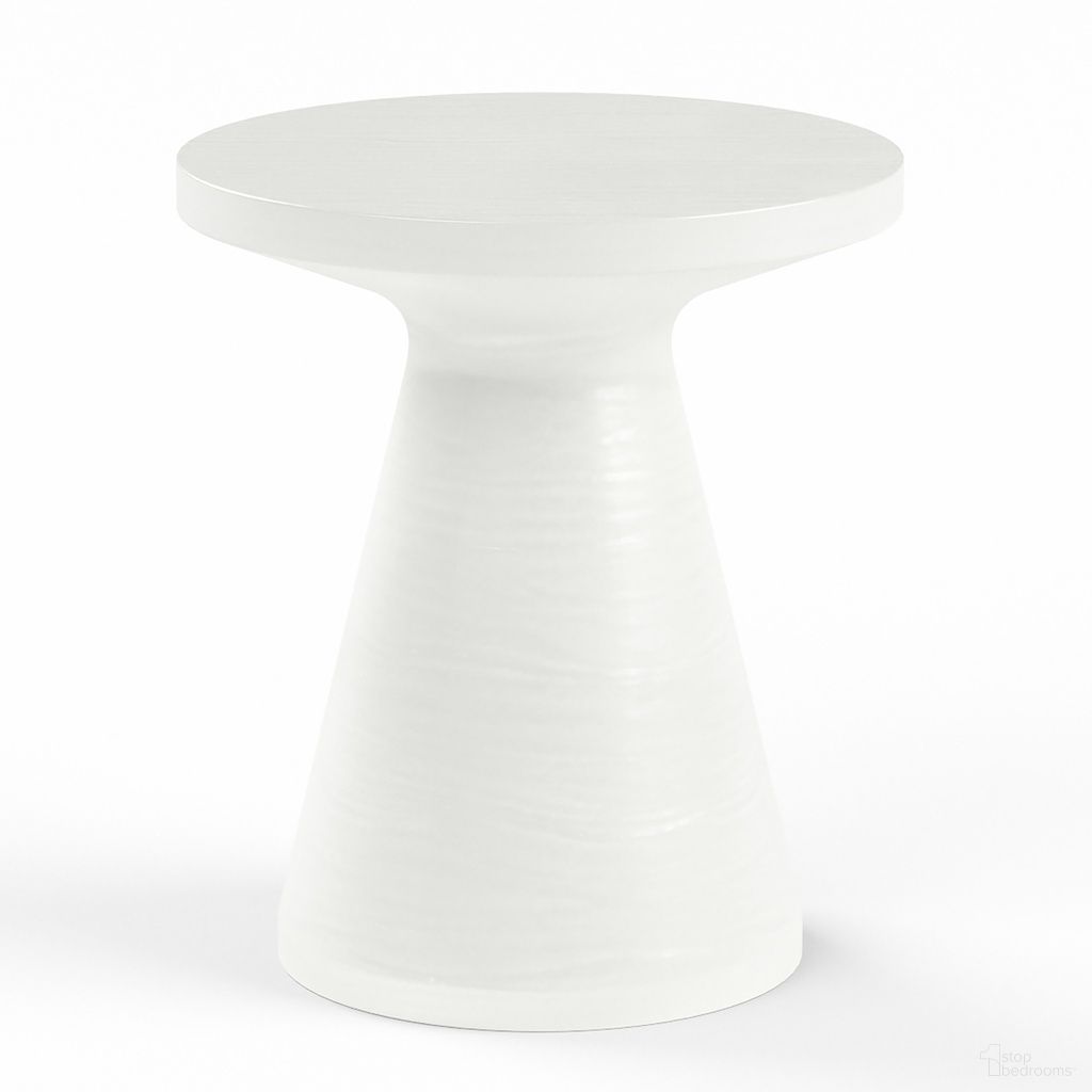 The appearance of Bazaar GRC Round End Table in Bone White designed by Sunset West in the transitional interior design. This bone white piece of furniture was selected by 1StopBedrooms from Bazaar Collection to add a touch of cosiness and style into your home. Sku: SW6203-BRET. Material: Concrete.