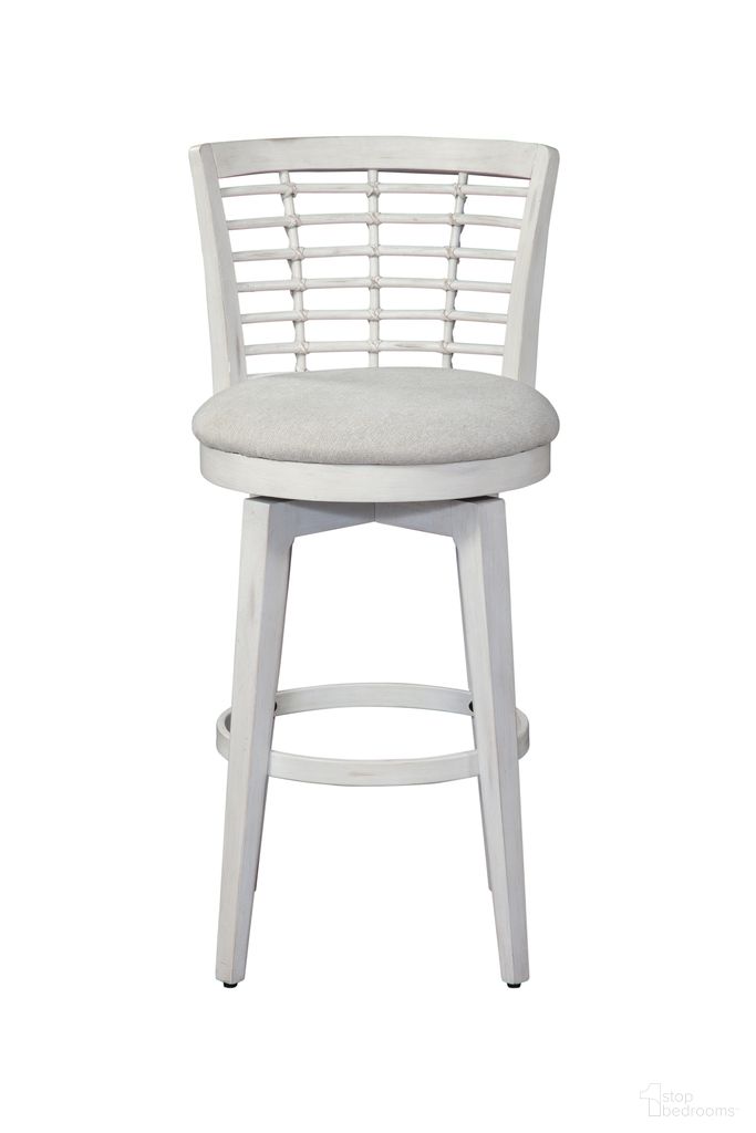 The appearance of Beach Comber Bar Height Swivel Stool In Weathered White designed by American Woodcrafters in the coastal interior design. This weathered white piece of furniture was selected by 1StopBedrooms from Beach Comber Collection to add a touch of cosiness and style into your home. Sku: D-8510-345-30F. Material: Mahogany.