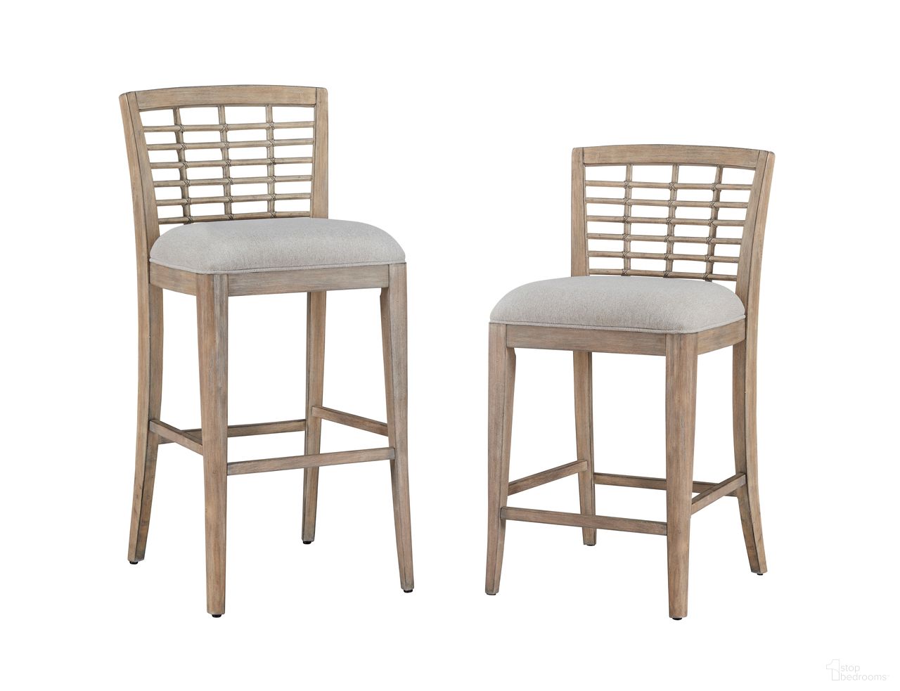 The appearance of Beach Comber Counter Stool Set of 2 In Brown designed by American Woodcrafters in the coastal interior design. This brown piece of furniture  was selected by 1StopBedrooms from Beach Comber Collection to add a touch of cosiness and style into your home. Sku: D-8500-653. Material: Mahogany.