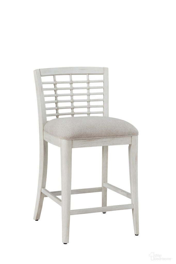 The appearance of Beach Comber Counter Stool Set of 2 In White designed by American Woodcrafters in the coastal interior design. This white piece of furniture  was selected by 1StopBedrooms from Beach Comber Collection to add a touch of cosiness and style into your home. Sku: D-8510-653. Material: Mahogany.