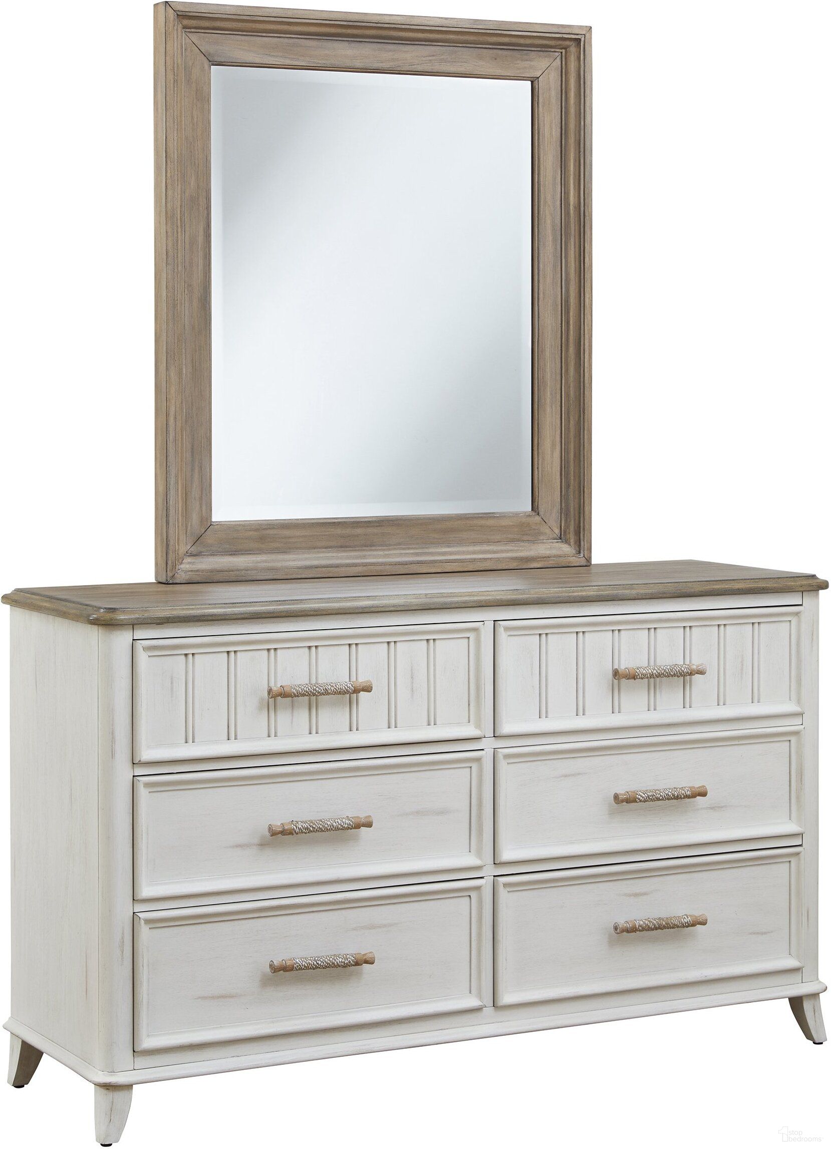 The appearance of Beach Comber Dresser with Sand Top In Weathered White designed by American Woodcrafters in the coastal interior design. This weathered white piece of furniture was selected by 1StopBedrooms from Beach Comber Collection to add a touch of cosiness and style into your home. Sku: 8510-242. Material: Mahogany.