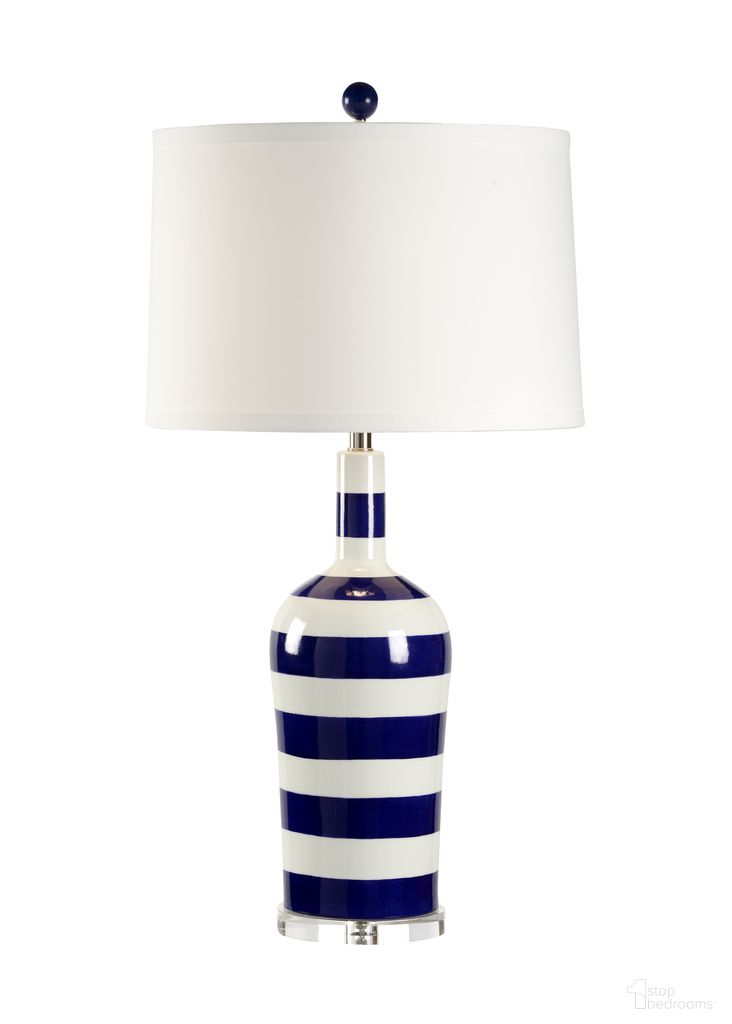 The appearance of Beach Stripe Lamp In Blue and White designed by Chelsea House in the modern / contemporary interior design. This blue/white piece of furniture was selected by 1StopBedrooms from Lisa Kahn Collection to add a touch of cosiness and style into your home. Sku: 68663. Material: Porcelain.