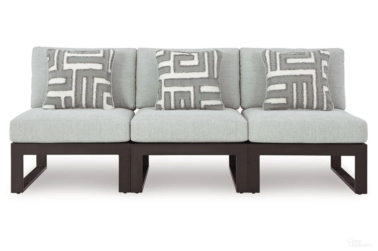 The appearance of Beachloft 3-Piece Outdoor Sectional In Black and Gray designed by Signature Design by Ashley in the transitional interior design. This black and gray piece of furniture  was selected by 1StopBedrooms from Beachloft Collection to add a touch of cosiness and style into your home. Sku: P490-846;P490-846;P490-846. Material: Fabric.