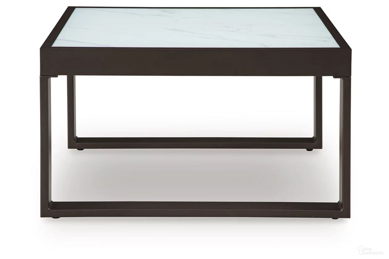 The appearance of Beachloft Outdoor Coffee Table In Black and Gray designed by Signature Design by Ashley in the transitional interior design. This black and gray piece of furniture was selected by 1StopBedrooms from Beachloft Collection to add a touch of cosiness and style into your home. Sku: P490-708. Table Top Shape: Square. Material: Metal.