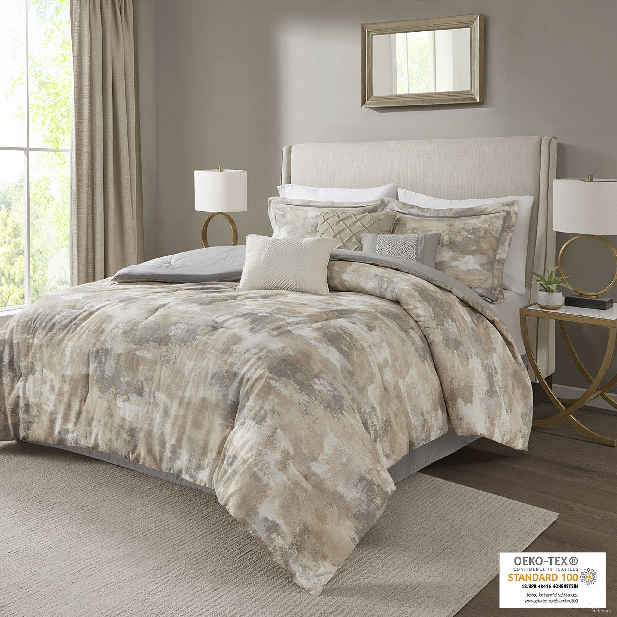 The appearance of Beacon 7 Piece Queen Comforter Set In Gray designed by Olliix in the modern / contemporary interior design. This gray piece of furniture was selected by 1StopBedrooms from Beacon Collection to add a touch of cosiness and style into your home. Sku: MP10-7382. Material: Polyester. Bed Size: Queen.