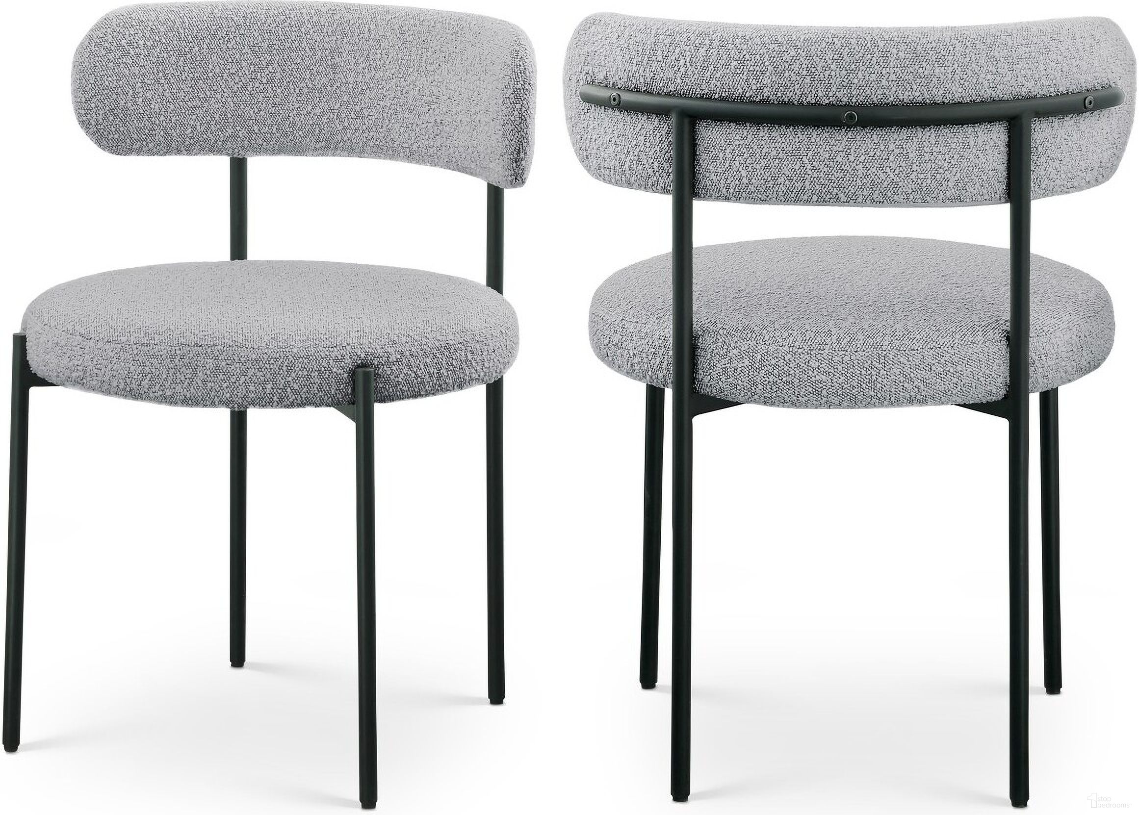 The appearance of Beacon Boucle Fabric Dining Chair Set of 2 In Grey designed by Meridian in the modern / contemporary interior design. This grey piece of furniture was selected by 1StopBedrooms from Beacon Collection to add a touch of cosiness and style into your home. Sku: 880Grey-C. Material: Iron. Chair Type: Side Chair.
