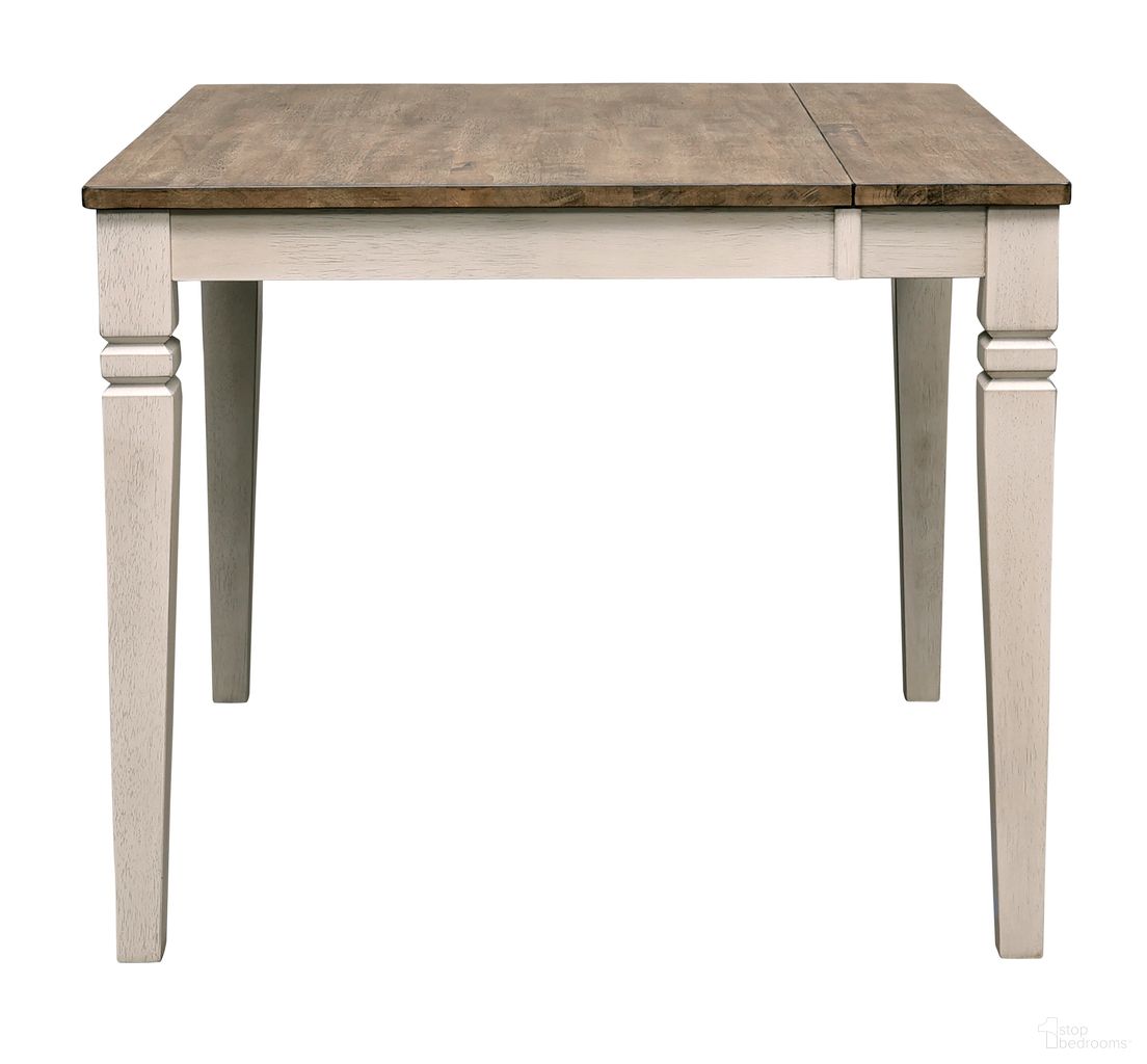 The appearance of Beacon Dinette Leg Table With One Butterfly Leaf In Smoky White And Peppercorn designed by A-America in the traditional interior design. This white piece of furniture was selected by 1StopBedrooms from Beacon Collection to add a touch of cosiness and style into your home. Sku: BEAPW602B;BEAPW602T. Table Base Style: Legs. Material: Wood. Table Top Shape: Rectangular. Size: 54" x 36".