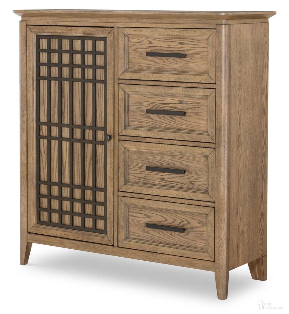 The appearance of Beacon Hill 1 Door and 4 Drawer Chest In Dusted Barley designed by Legacy Classic in the traditional interior design. This dusted barley piece of furniture  was selected by 1StopBedrooms from Beacon Hill Collection to add a touch of cosiness and style into your home. Sku: 4650-2100. Material: Oak Veneer.