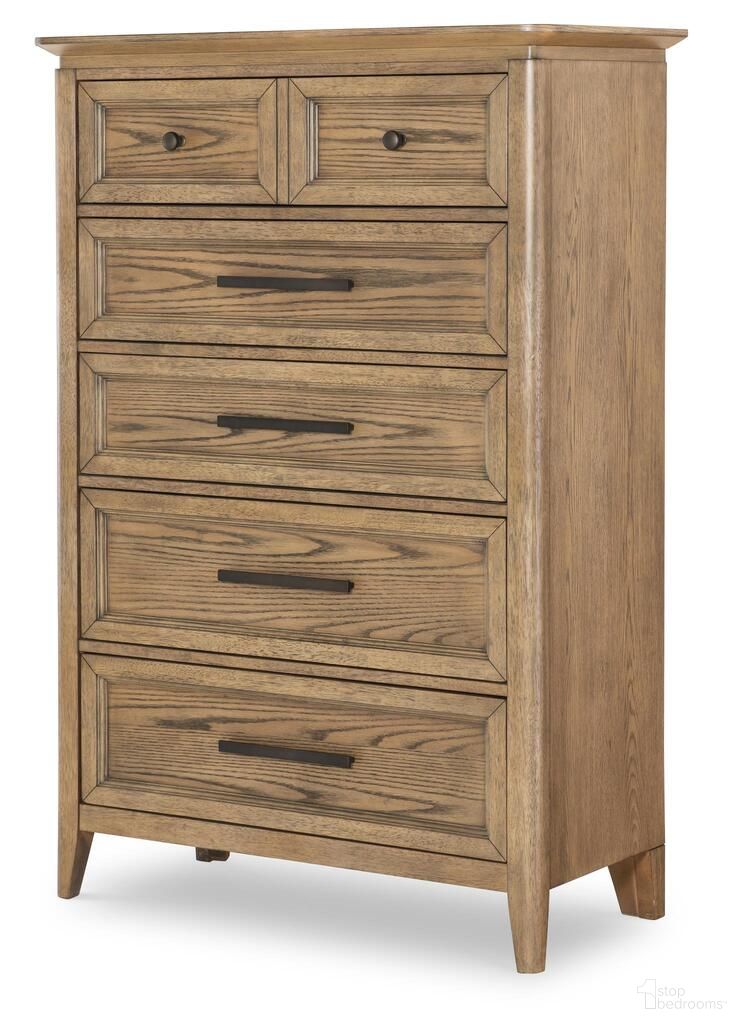 The appearance of Beacon Hill 5 Drawer Chest In Dusted Barley designed by Legacy Classic in the traditional interior design. This dusted barley piece of furniture  was selected by 1StopBedrooms from Beacon Hill Collection to add a touch of cosiness and style into your home. Sku: 4650-2200. Material: Oak Veneer.