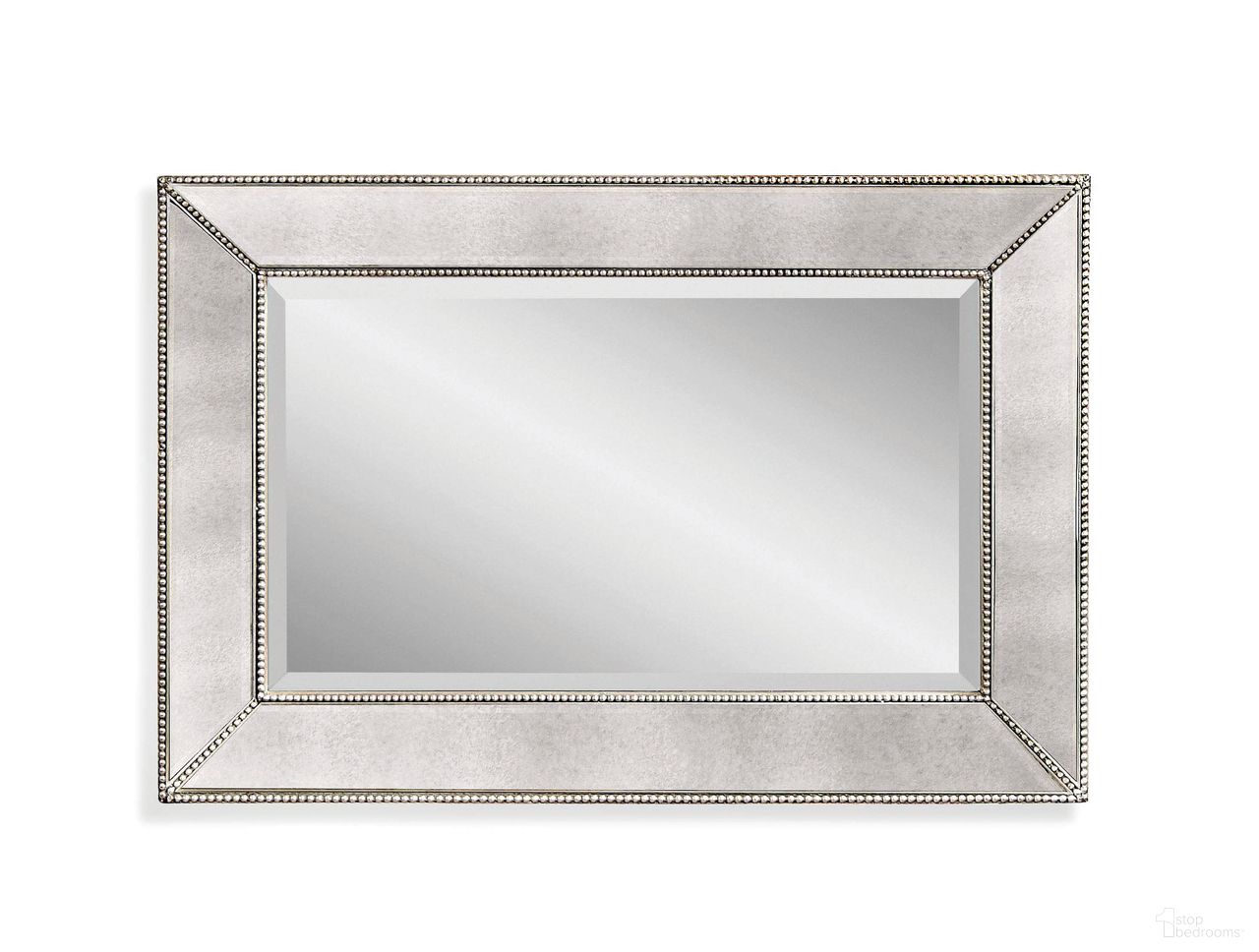 Beaded 24 Inch Wall Mirror In Silver